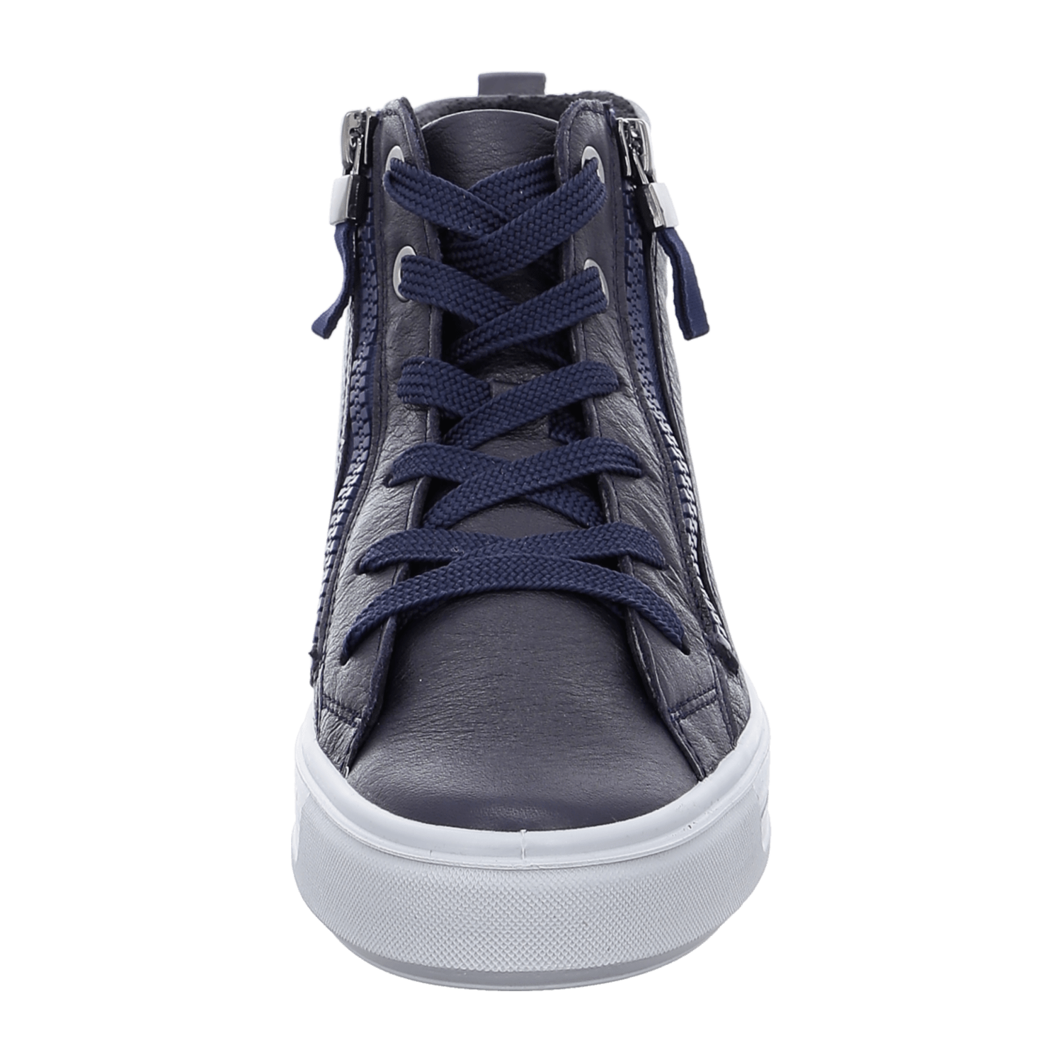 ARA High-Top Sneakers for Women in Blue Smooth Leather with Lace-Up Closure and Textile Lining - Ankle Bootie with TPU Sole