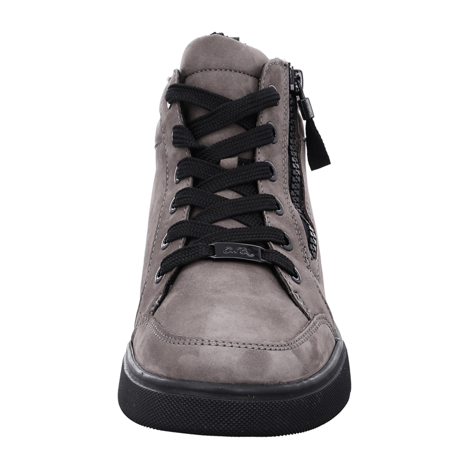 ARA ROM Women's Sneakers in Grey Nubuck Leather with Lace-Up Closure and Round Toe