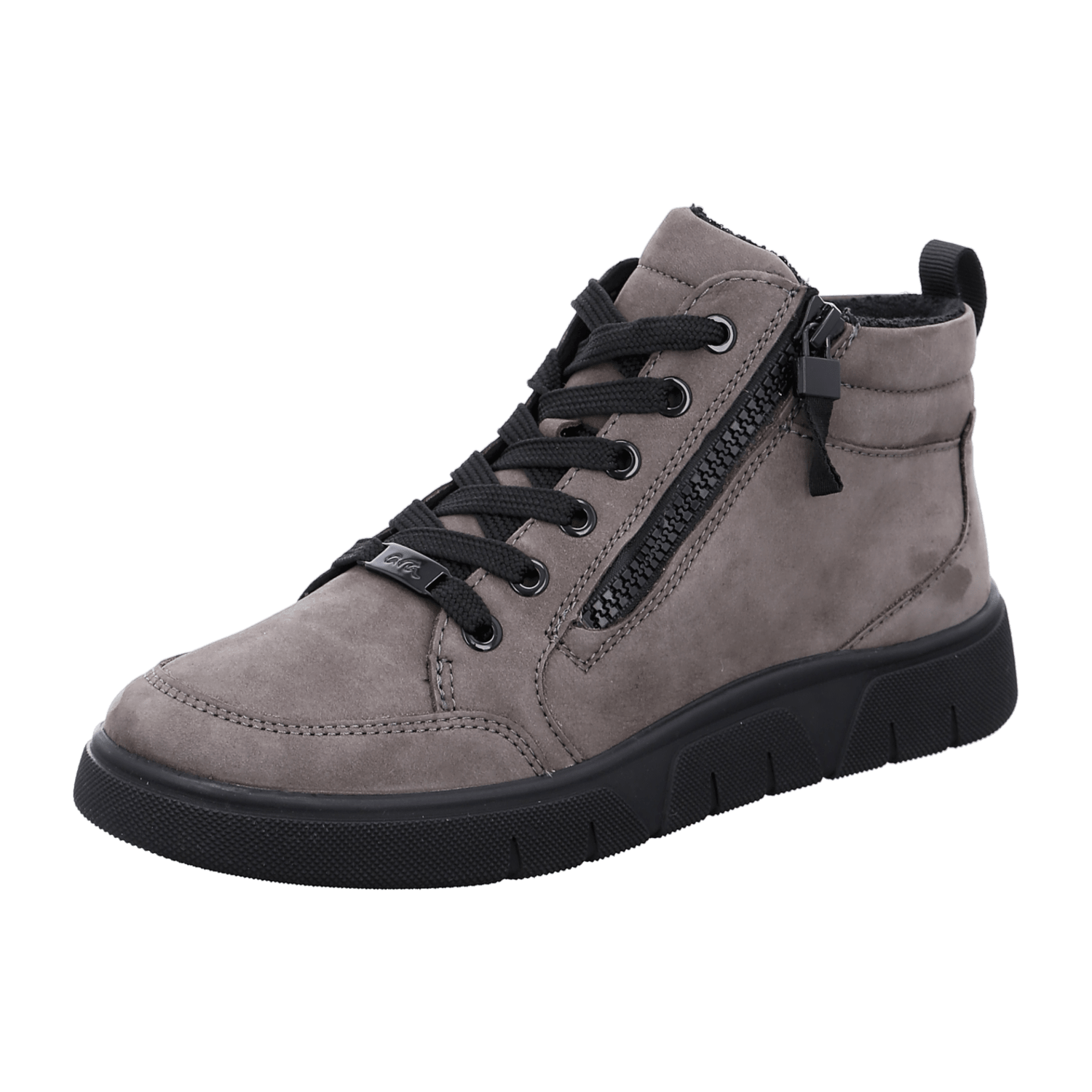 ARA ROM Women's Sneakers in Grey Nubuck Leather with Lace-Up Closure and Round Toe