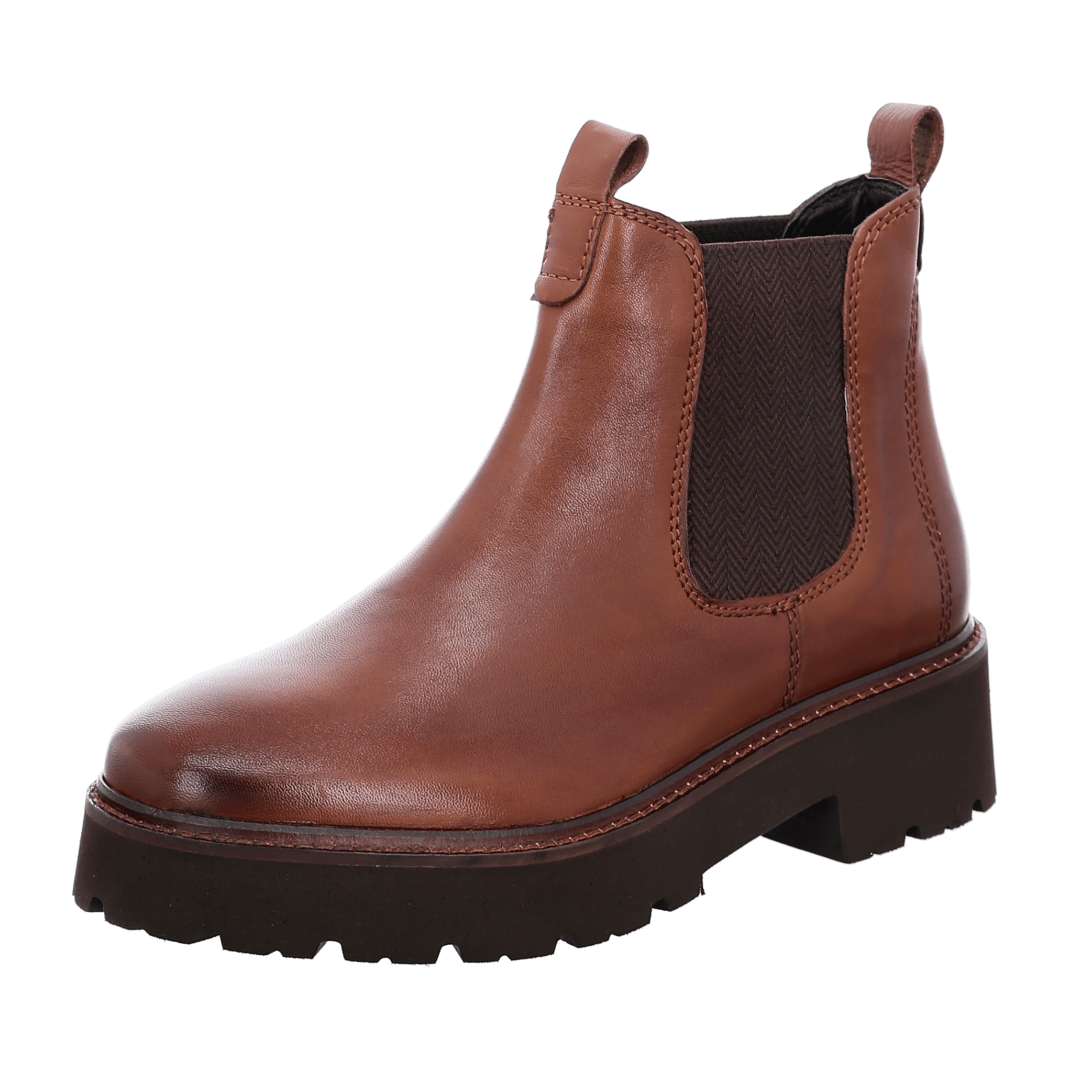 ARA BOLOGNA Women's Leather Chelsea Boots in Brown - Pull-On Design with Leather Lining and Round Toe