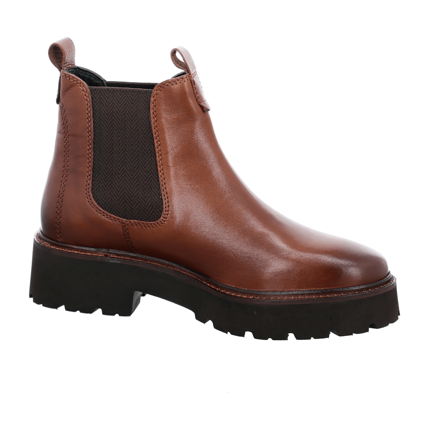 ARA BOLOGNA Women's Leather Chelsea Boots in Brown - Pull-On Design with Leather Lining and Round Toe