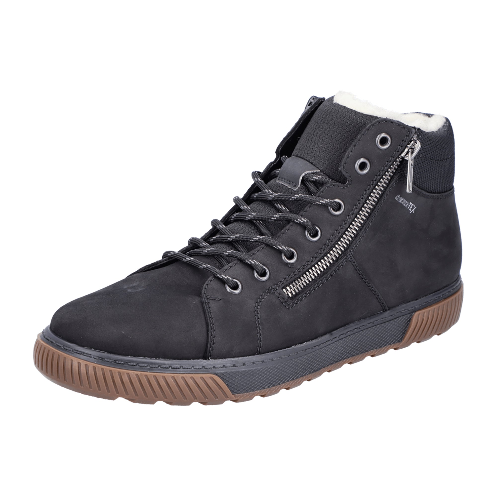 Rieker Men's Black Ankle Boots with Lambswool Lining and Tex Technology