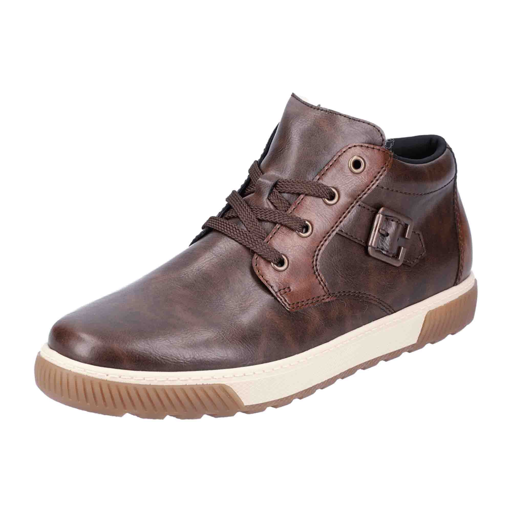 Rieker Men's Brown Ankle Boots with Cozy Wool Lining and Sturdy Sole