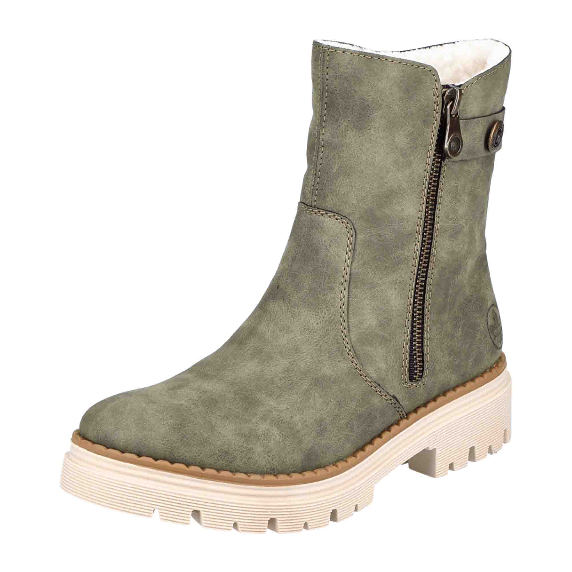 Rieker Classic Green Ladies Ankle Boots Z856454 Comfortable Winter Footwear