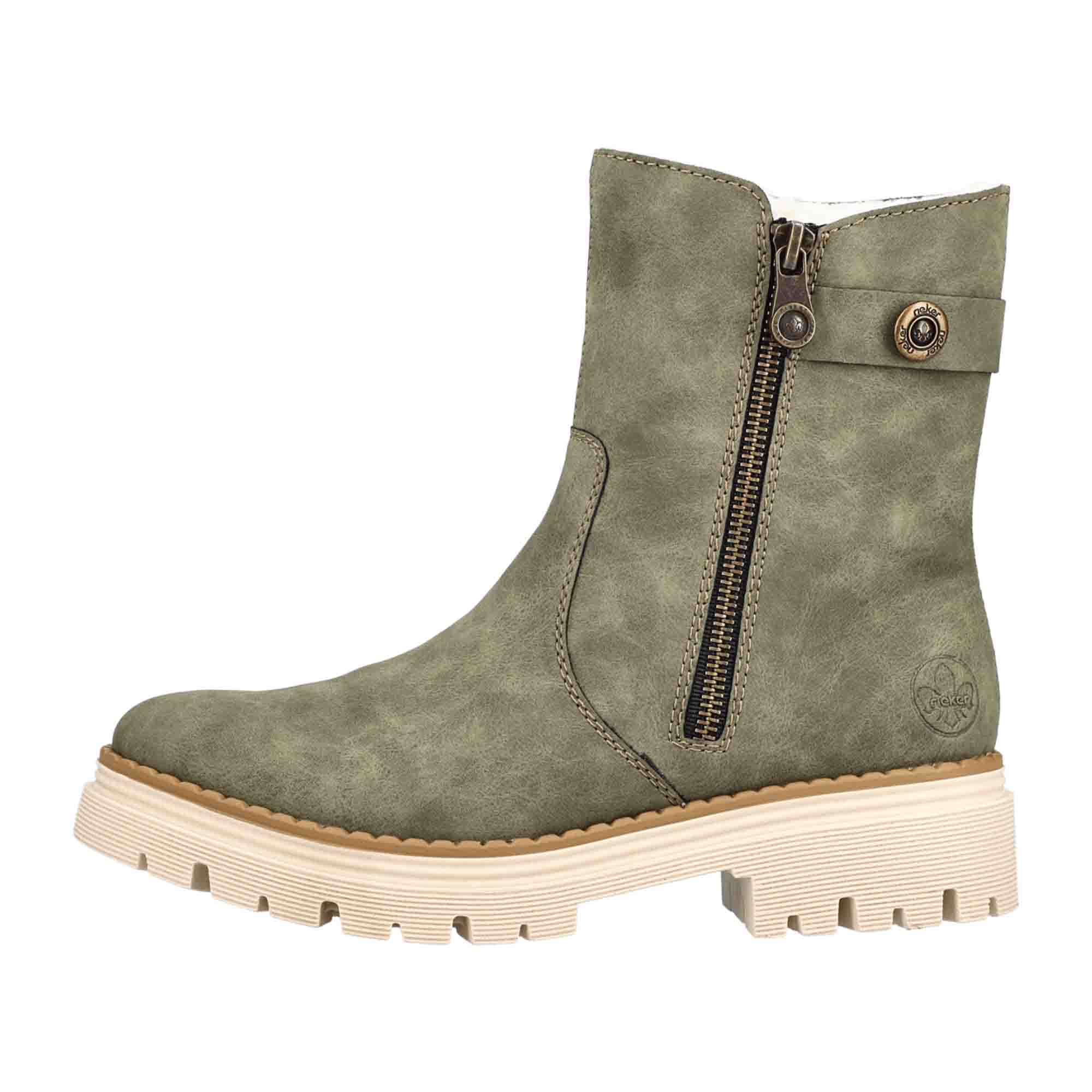 Rieker Classic Green Ladies Ankle Boots Z856454 Comfortable Winter Footwear