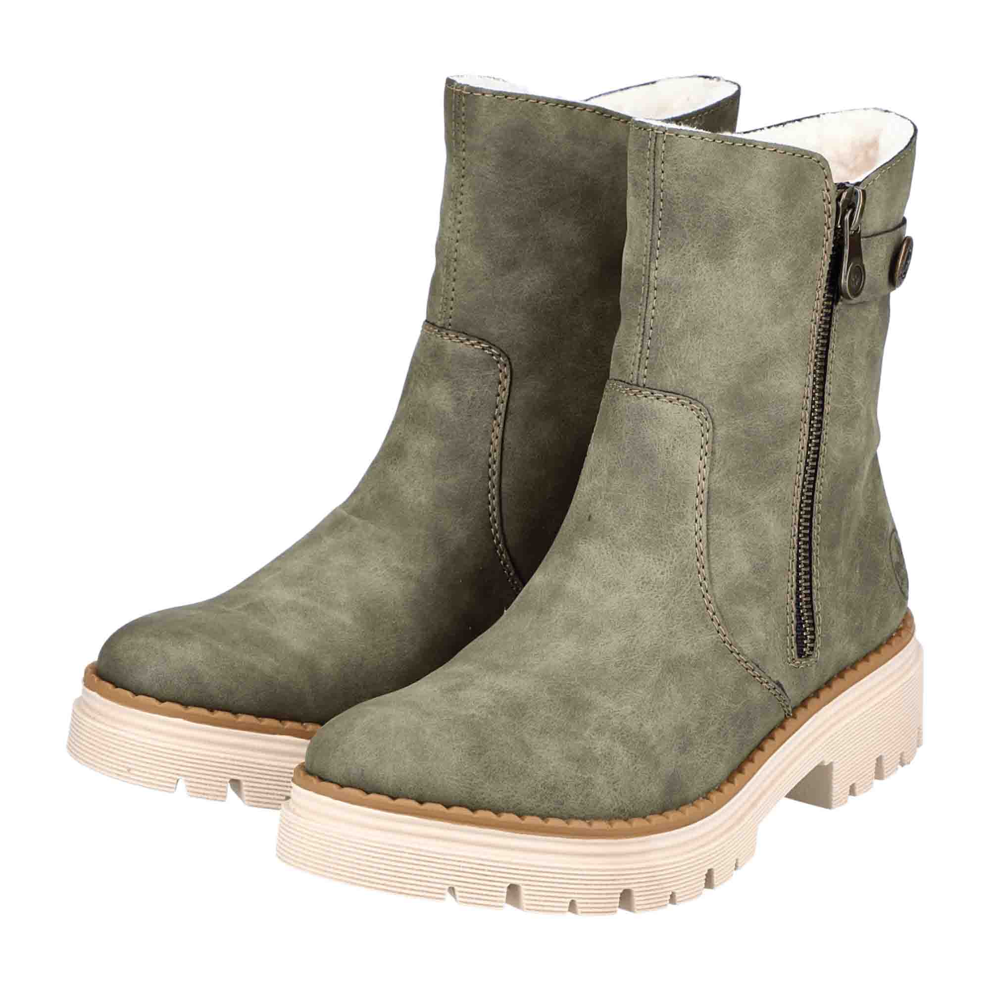 Rieker Classic Green Ladies Ankle Boots Z856454 Comfortable Winter Footwear