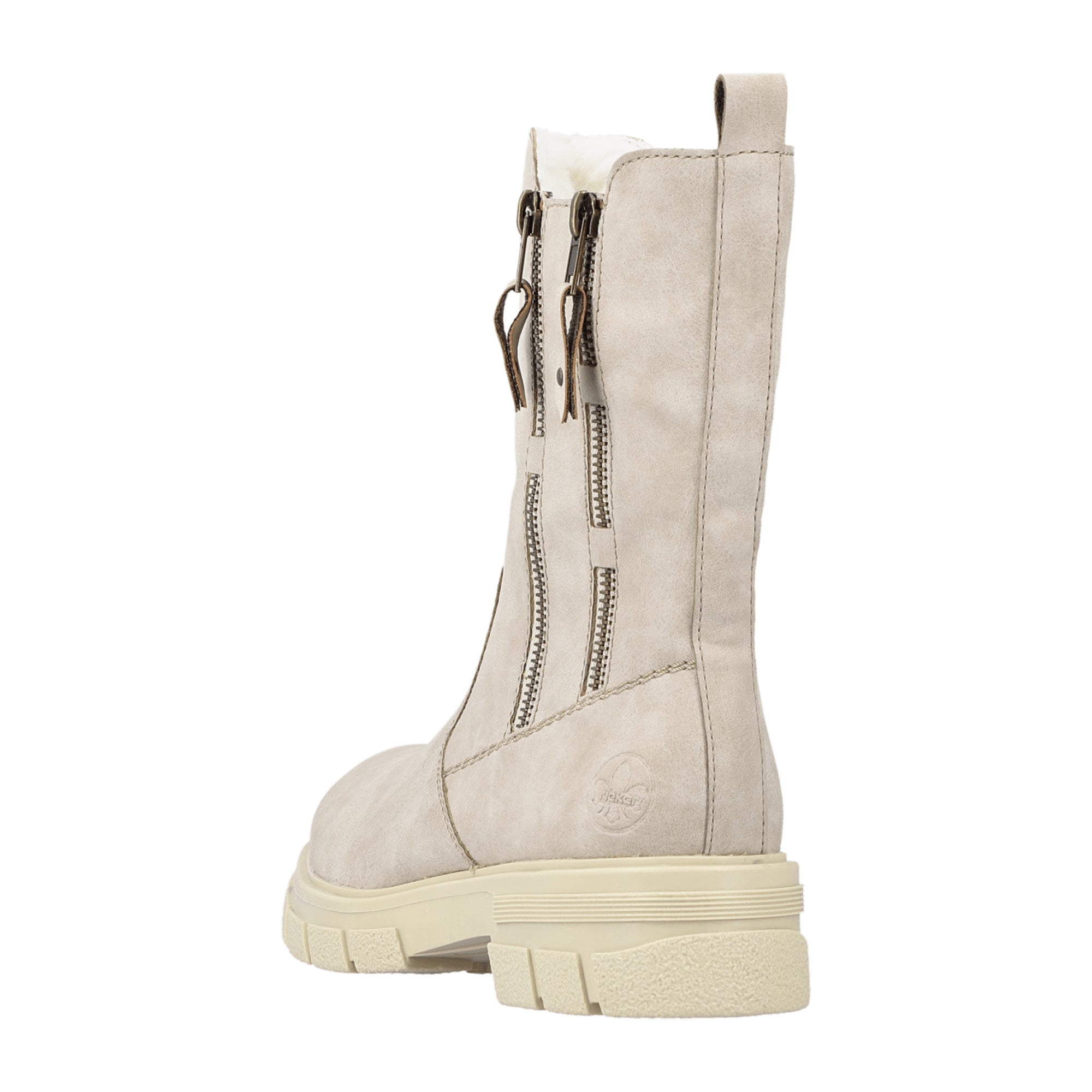 Rieker Beige Ankle Boots for Women with Warm Lining and Side Zipper