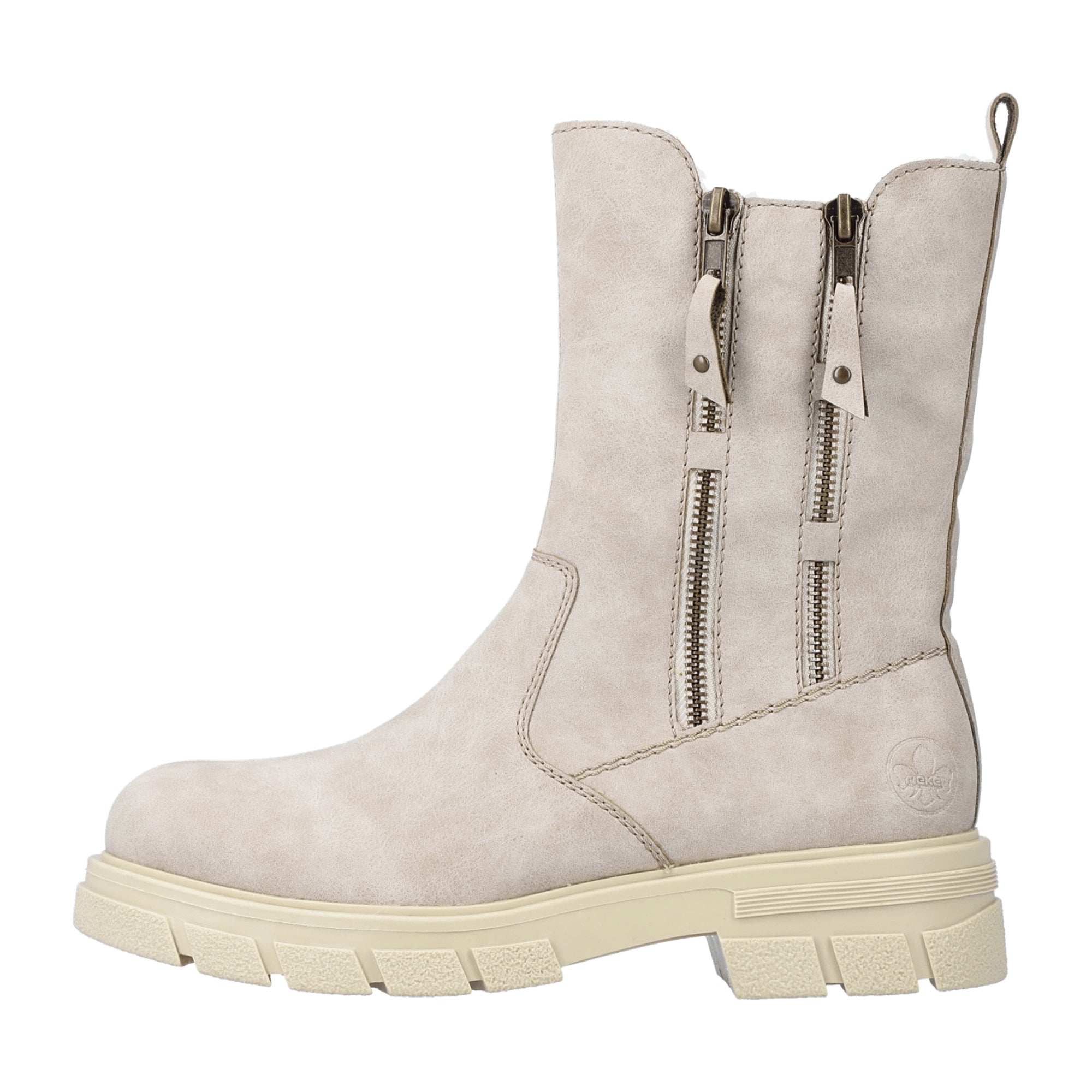 Rieker Beige Ankle Boots for Women with Warm Lining and Side Zipper