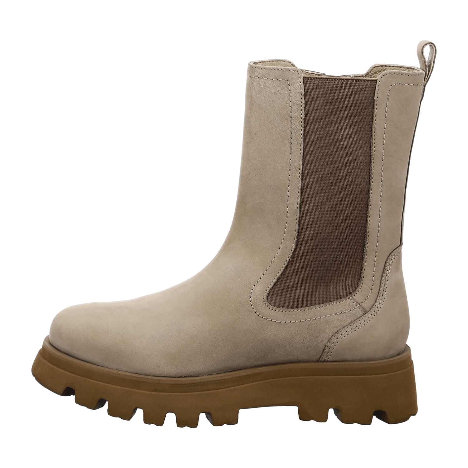 ARA Copenhagen Women's Beige Nubuck Leather Ankle Boots with Winter Lining Classic Chelsea Boots Pull-On
