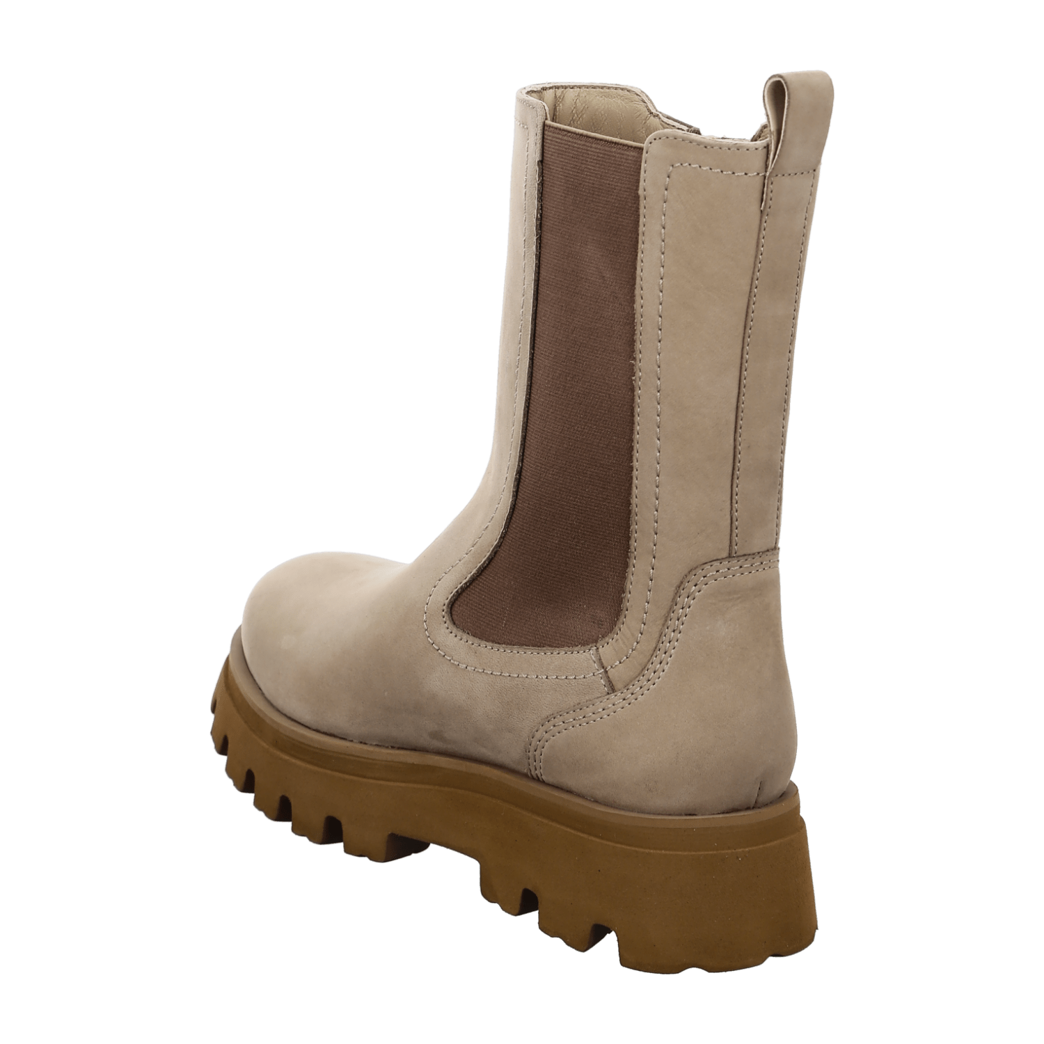 ARA Copenhagen Women's Beige Nubuck Leather Ankle Boots with Winter Lining Classic Chelsea Boots Pull-On