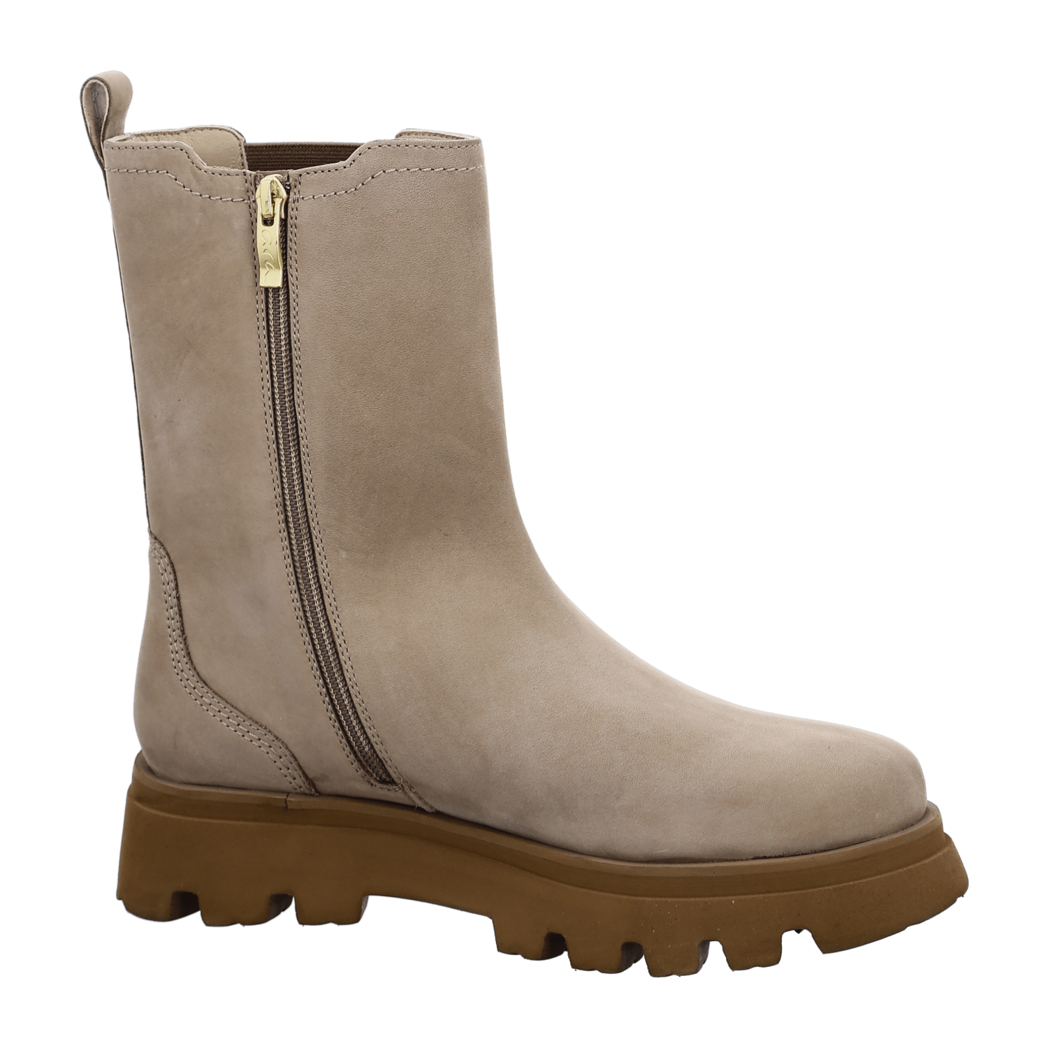 ARA Copenhagen Women's Beige Nubuck Leather Ankle Boots with Winter Lining Classic Chelsea Boots Pull-On