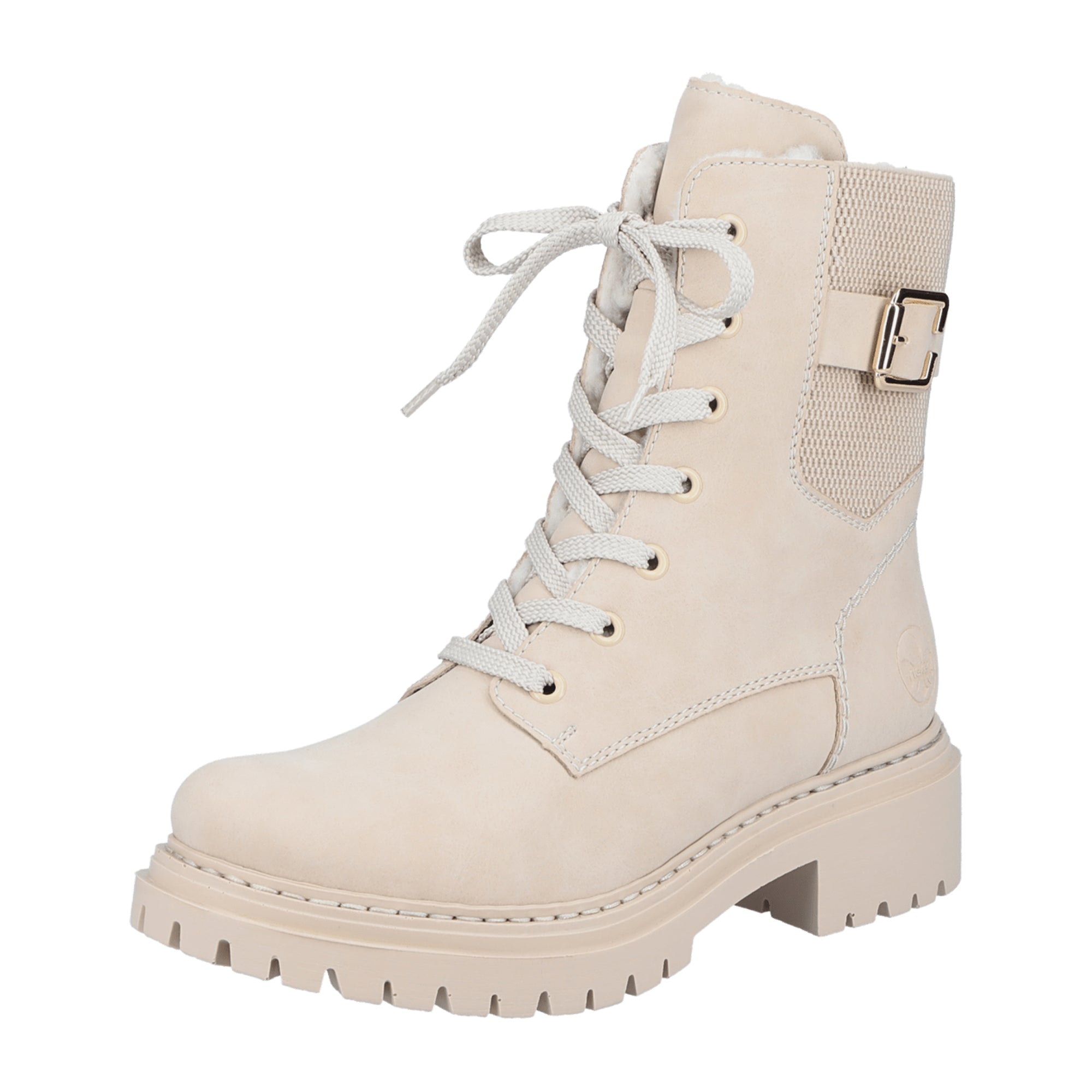 Rieker Beige Women's Boots Warm Lined with Zipper and Laces for Comfort