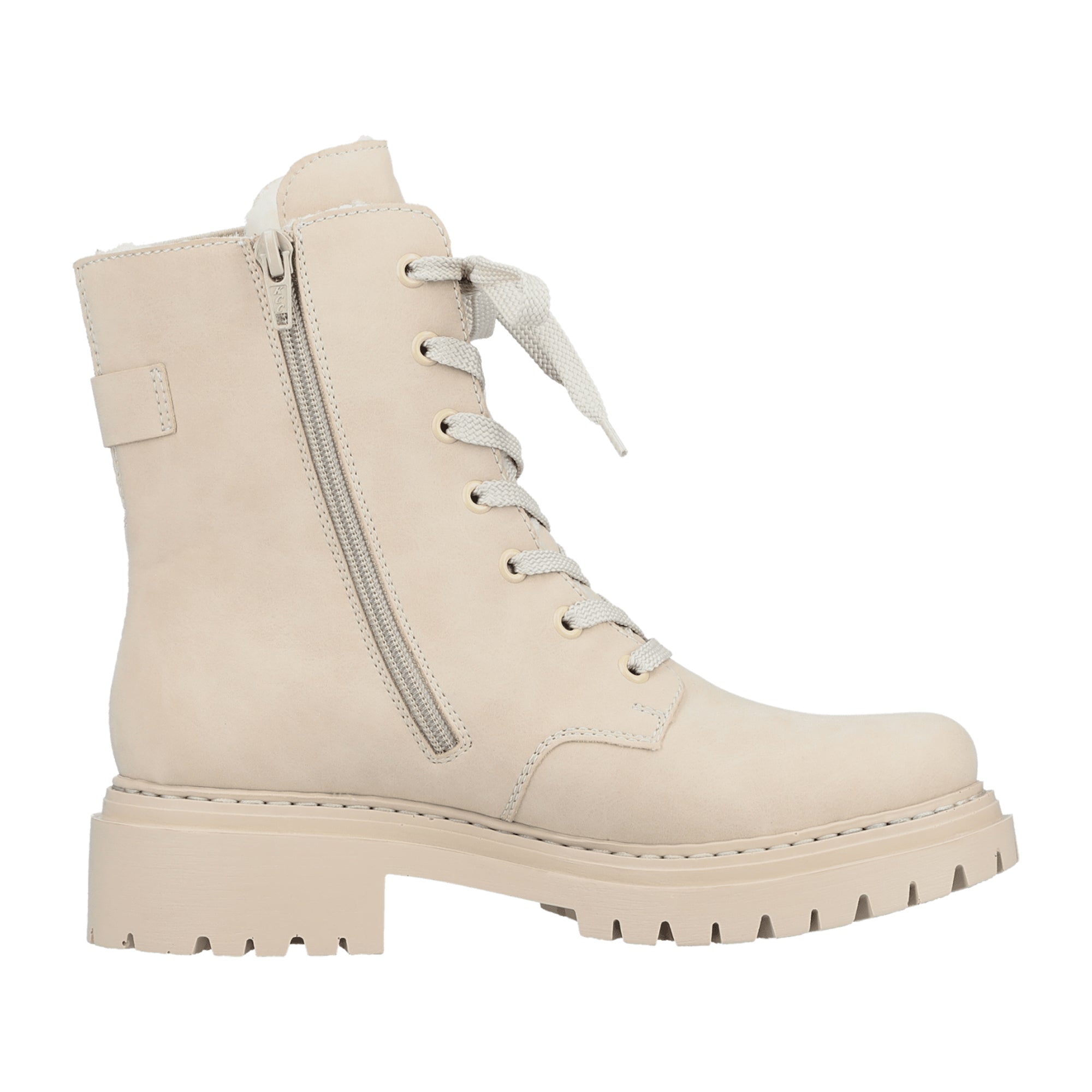 Rieker Beige Women's Boots Warm Lined with Zipper and Laces for Comfort