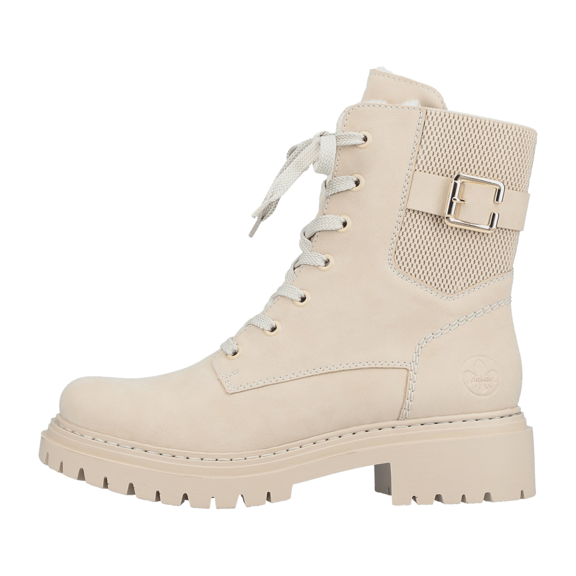 Rieker Beige Women's Boots Warm Lined with Zipper and Laces for Comfort