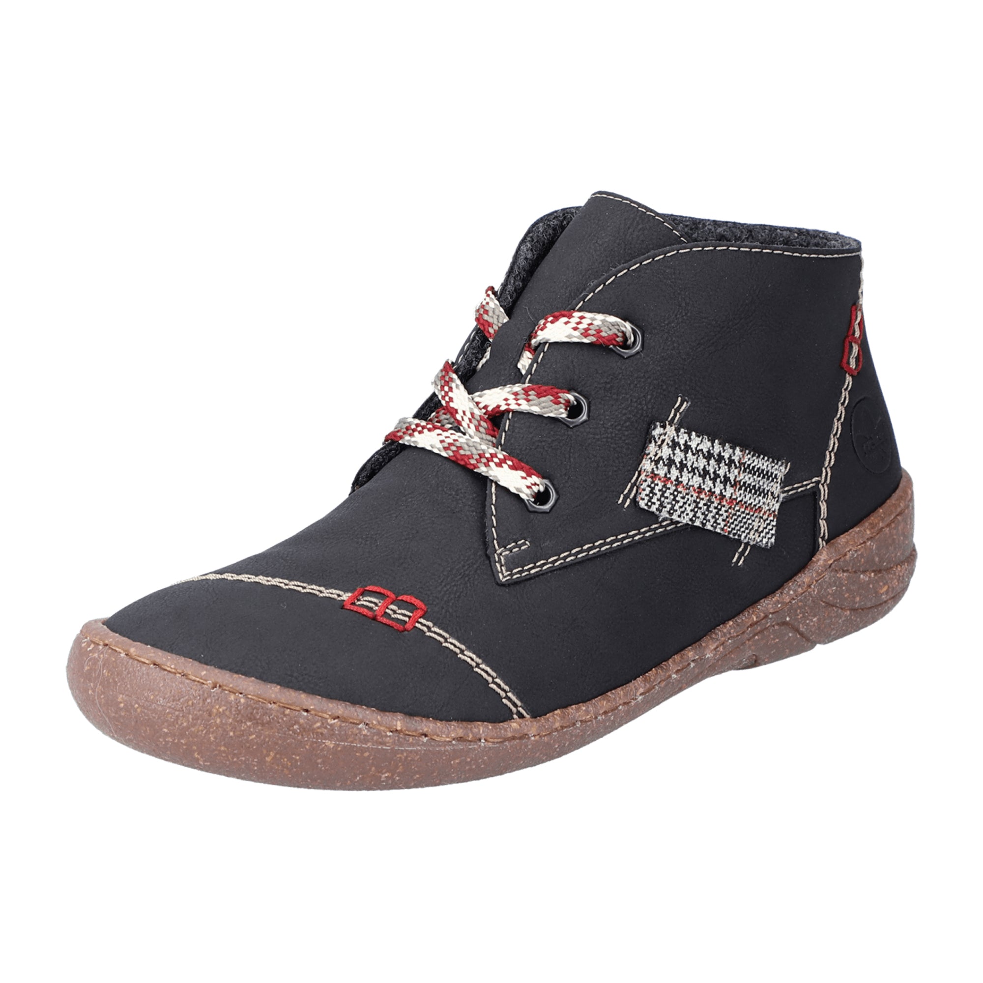 Rieker Women's Black Lace-Up Ankle Boots with Warm Lining for Fall/Winter