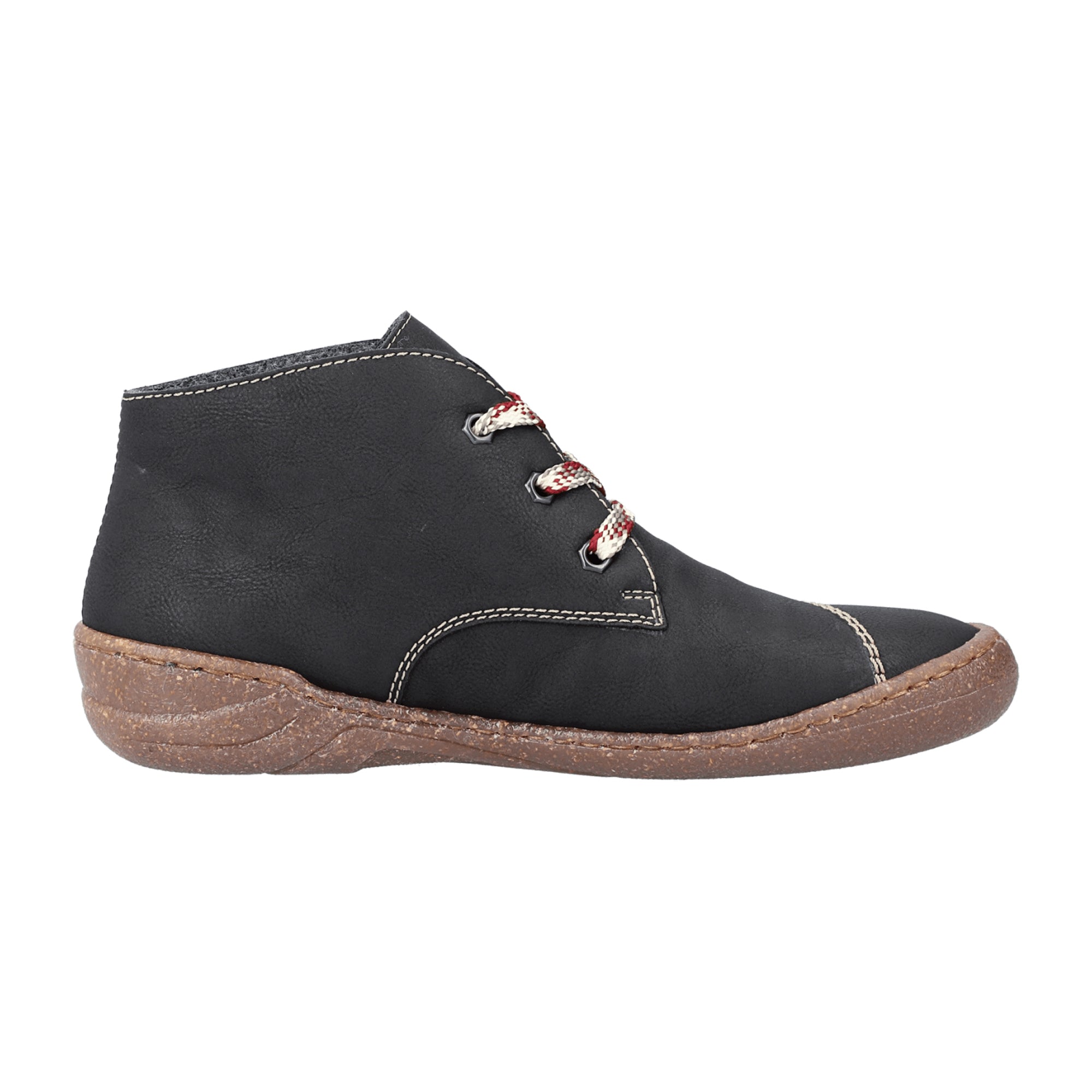 Rieker Women's Black Lace-Up Ankle Boots with Warm Lining for Fall/Winter