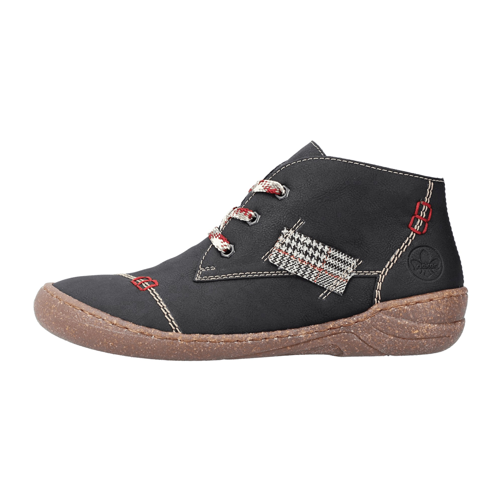 Rieker Women's Black Lace-Up Ankle Boots with Warm Lining for Fall/Winter