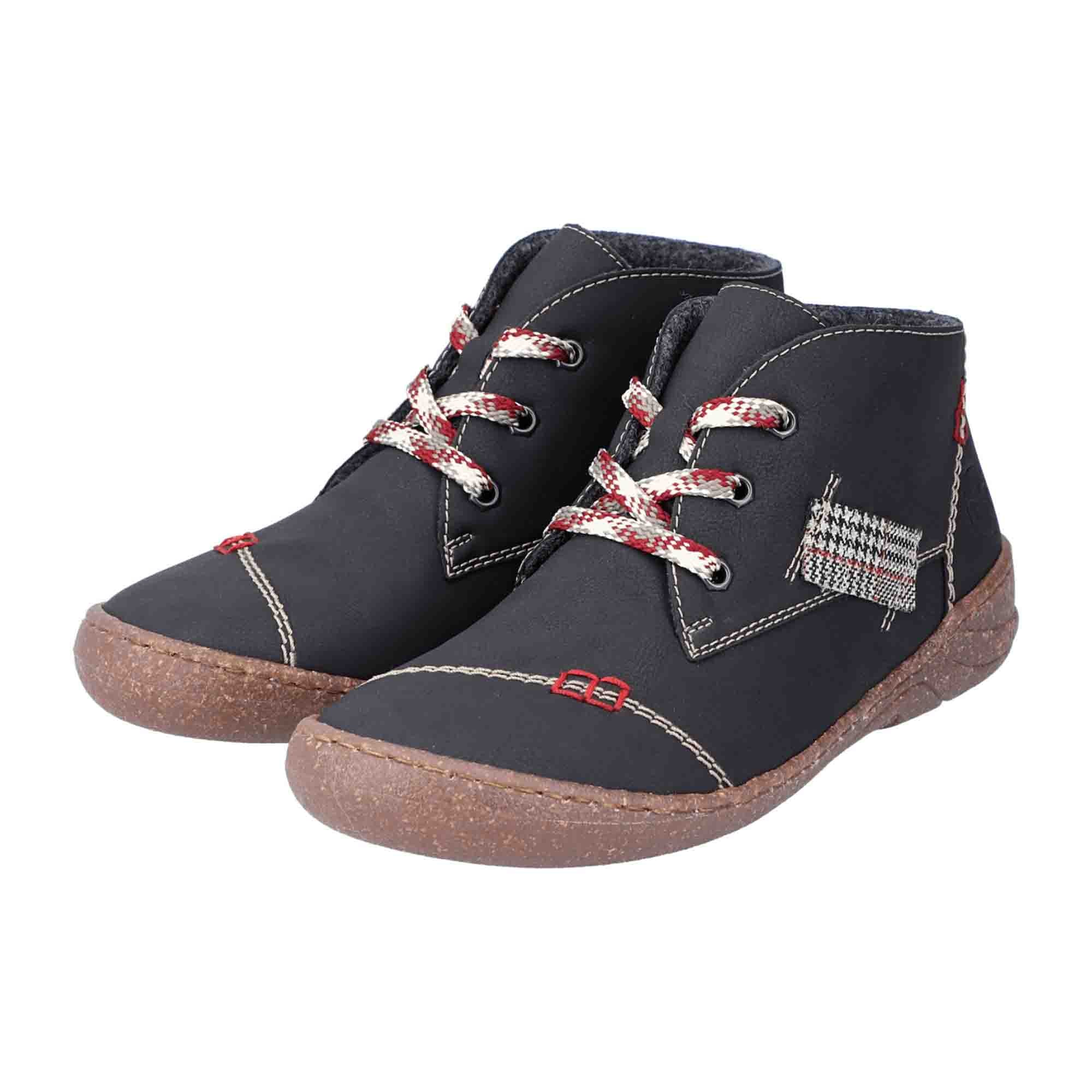 Rieker Women's Black Lace-Up Ankle Boots with Warm Lining for Fall/Winter