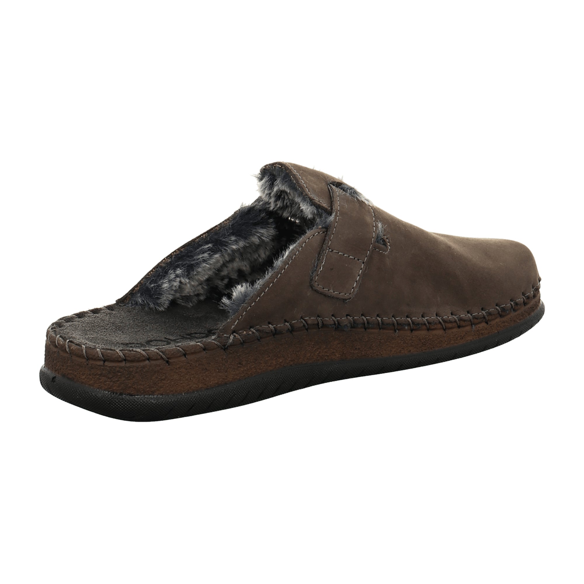 Rohde Brown Leather Men's Slippers with Velcro for Fall/Winter