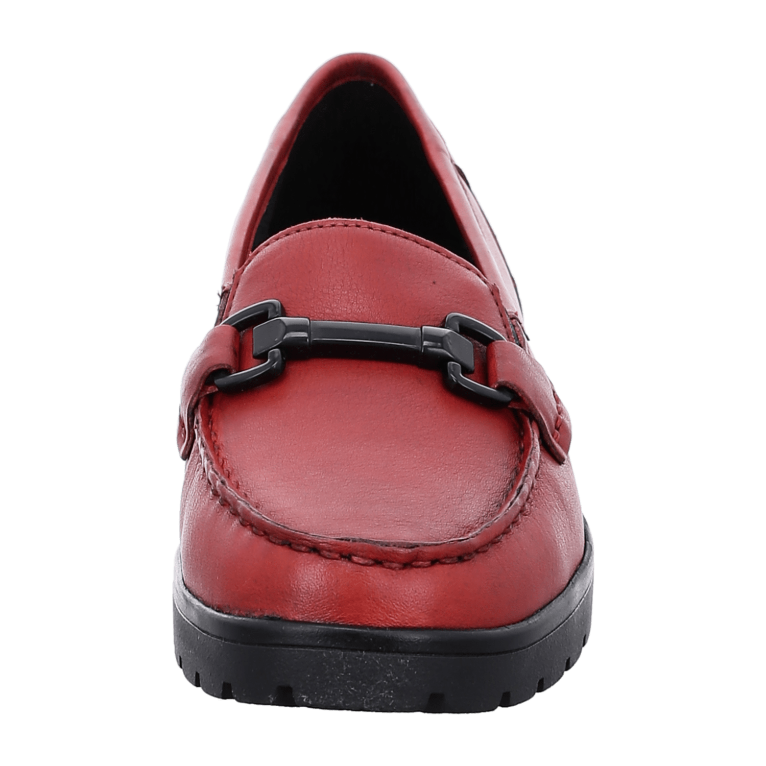 ARA DALLAS Women's Red Smooth Leather Loafers with Round Toe and Textile Lining