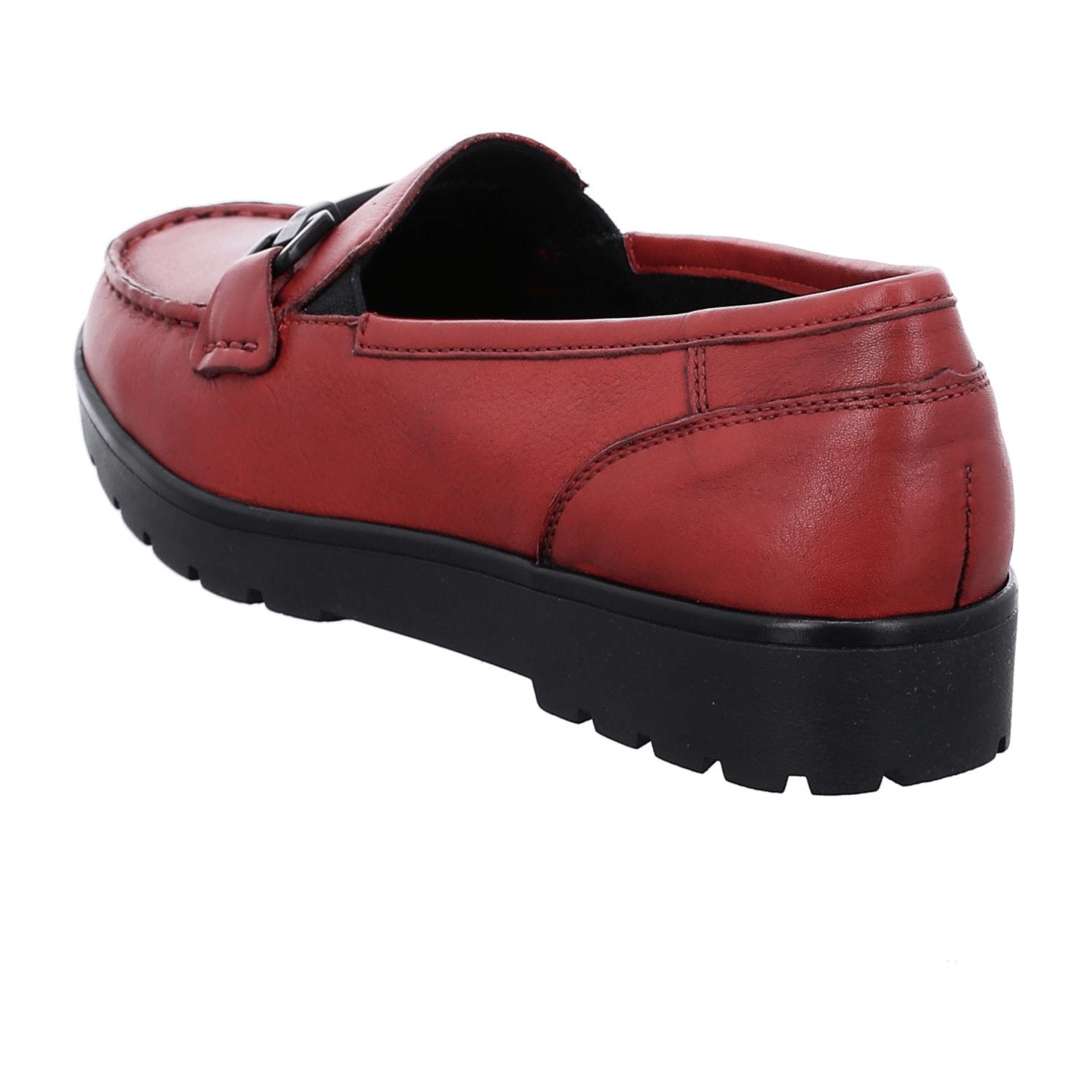 ARA DALLAS Women's Red Smooth Leather Loafers with Round Toe and Textile Lining