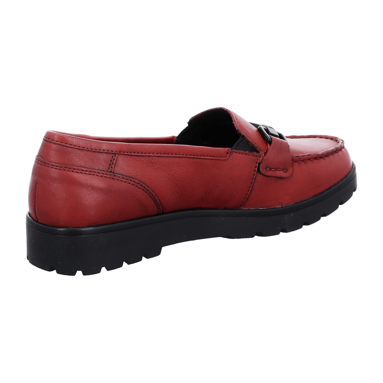 ARA DALLAS Women's Red Smooth Leather Loafers with Round Toe and Textile Lining