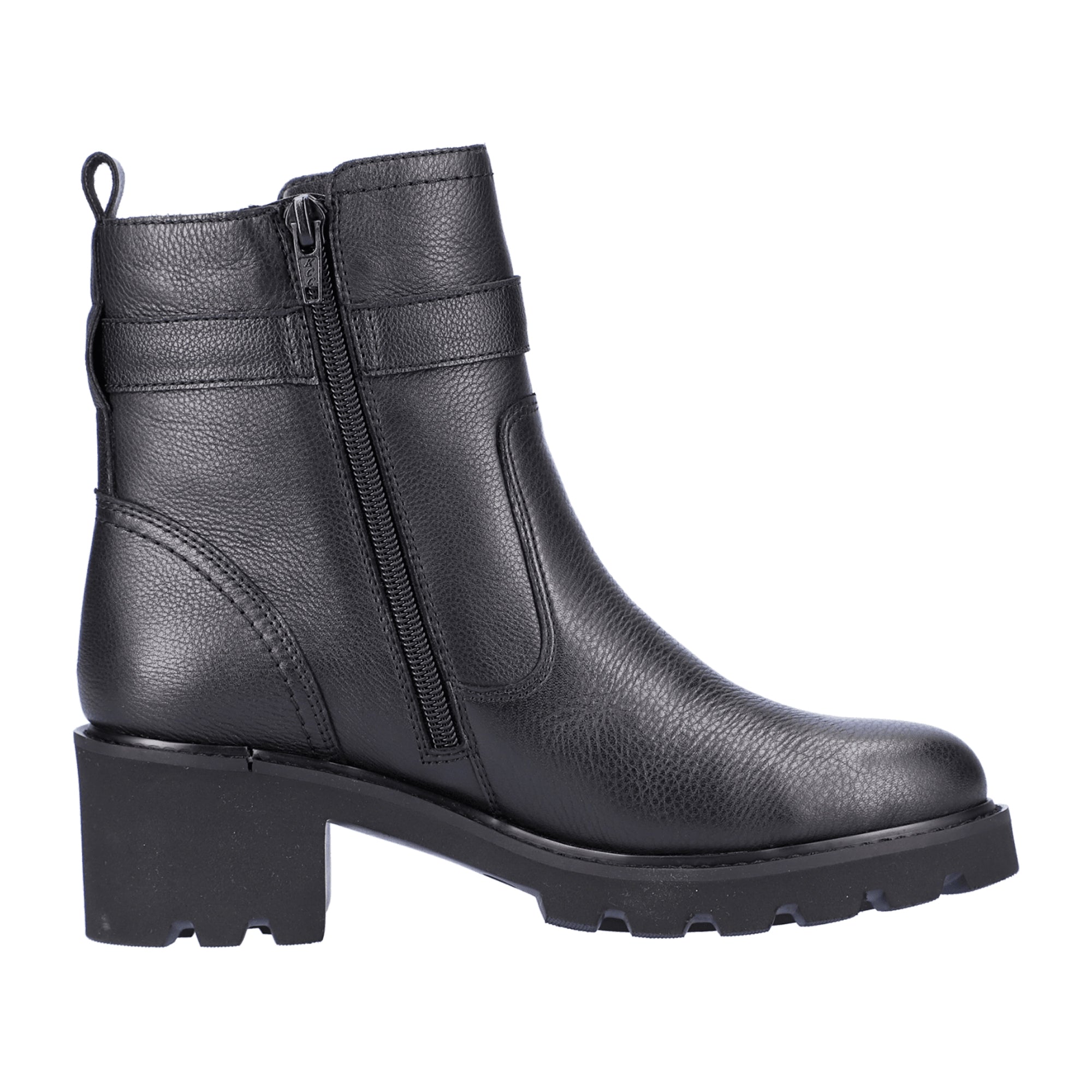 Remonte Black Leather Boots for Women with Warm Lining and Metal Buckle