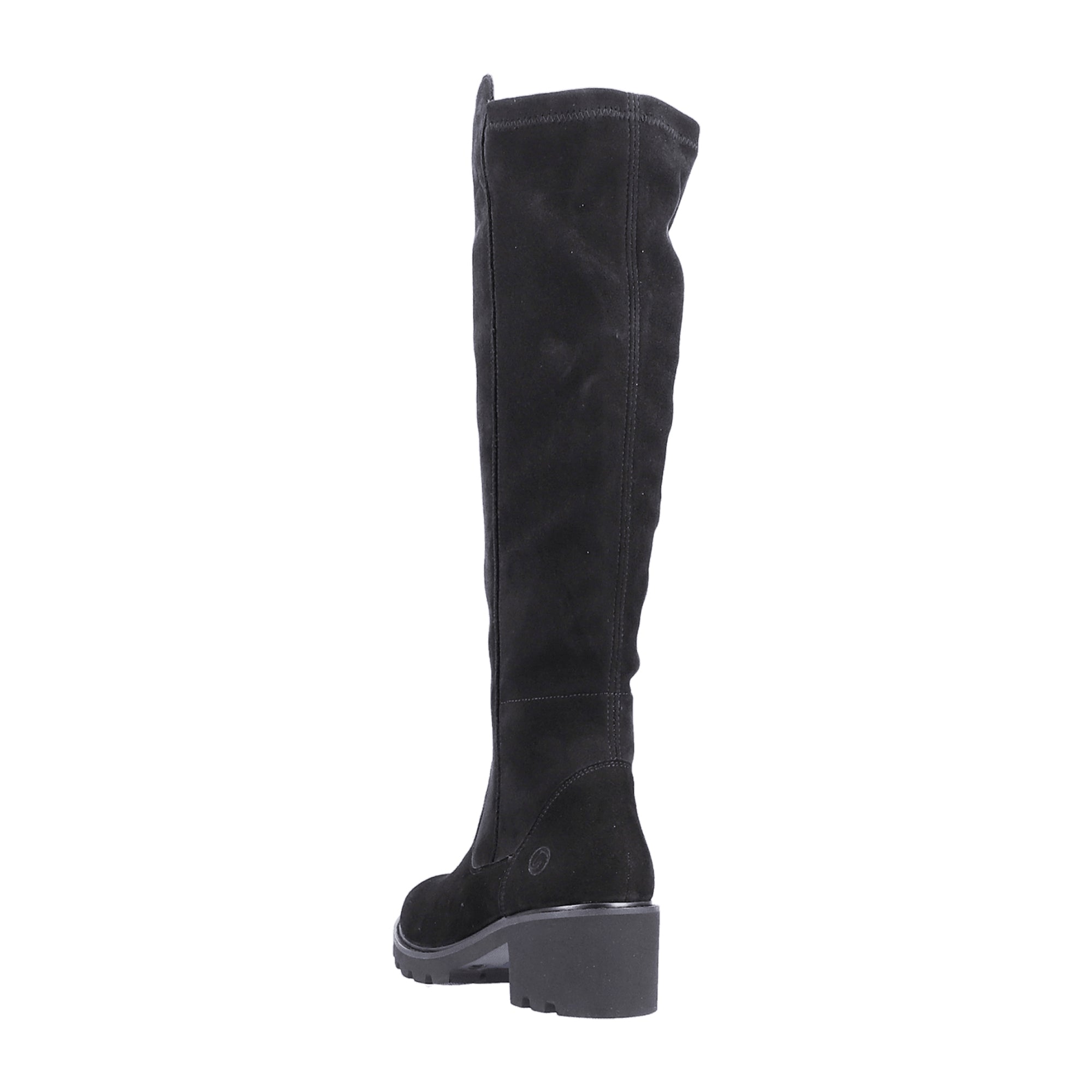 Remonte Black Suede Women's High Shaft Boots with Warm Lining and Block Heel