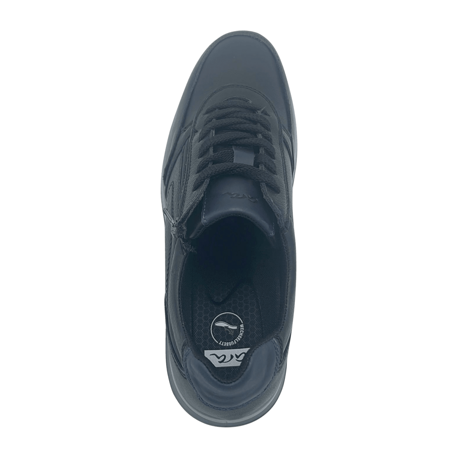 ARA Matteo Men's Derby Shoes in Black Smooth Leather with Zipper and Round Toe - Bartel-Shop