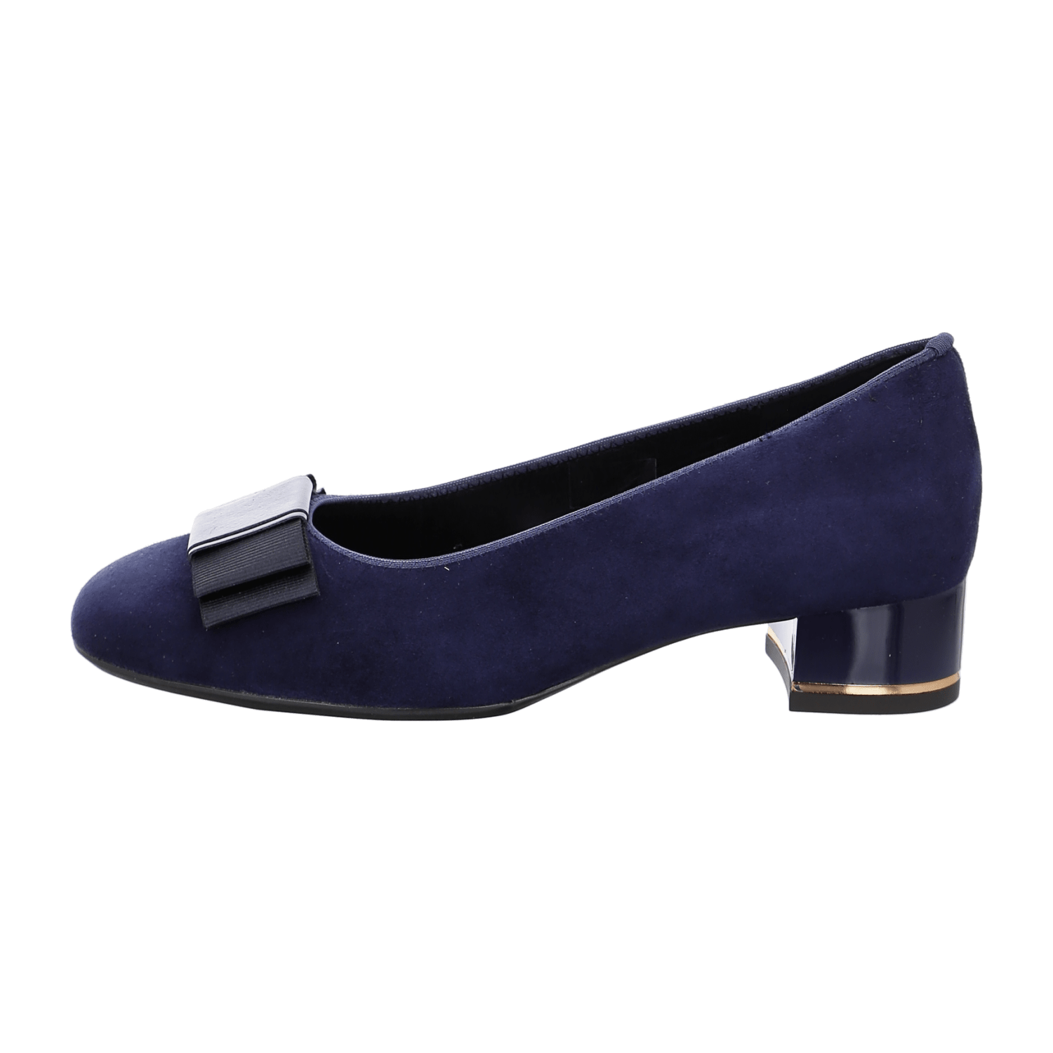 ARA GRAZ Women's Blue Velvet Leather Pumps with Round Toe and Leather Lining