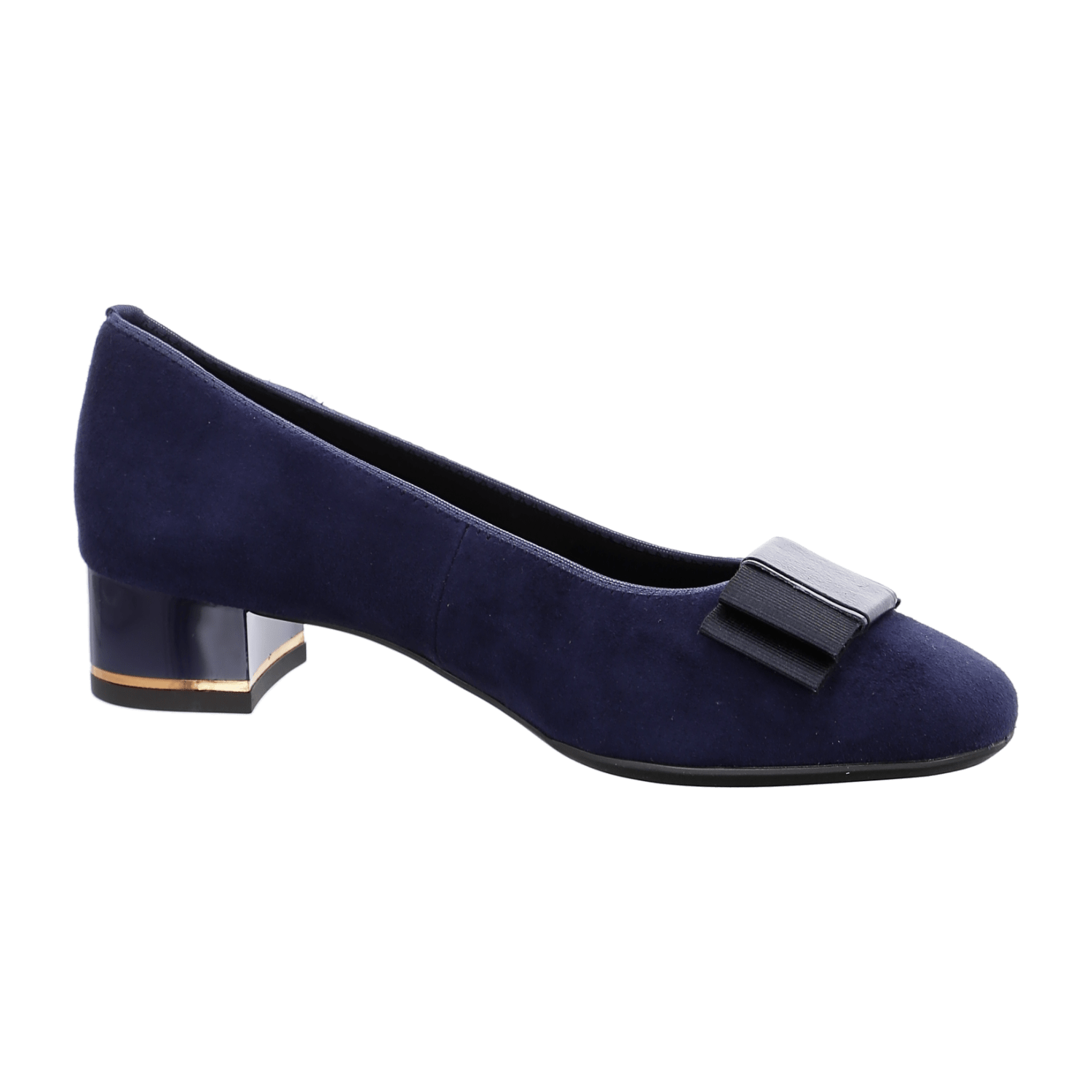 ARA GRAZ Women's Blue Velvet Leather Pumps with Round Toe and Leather Lining
