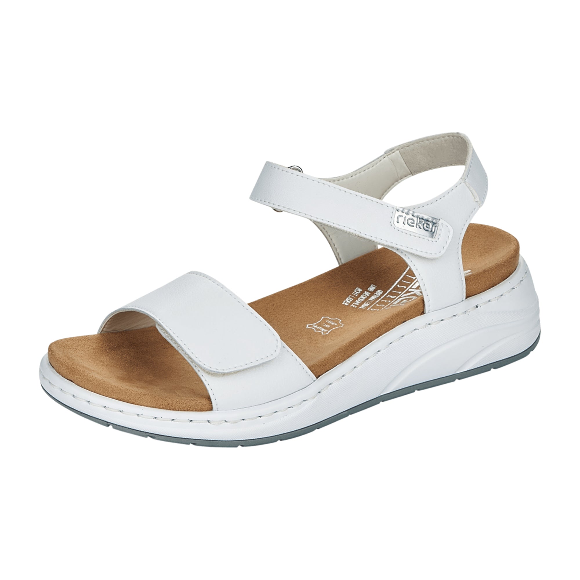 Rieker White Women's Sandals Comfortable Leather Adjustable Straps Summer Shoes