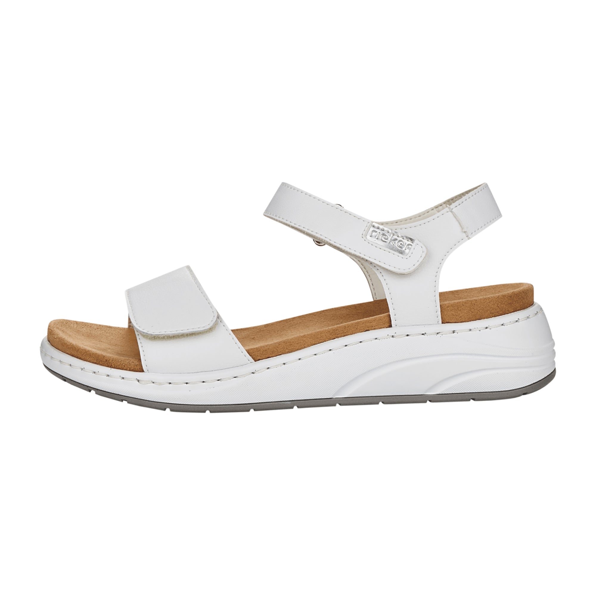 Rieker White Women's Sandals Comfortable Leather Adjustable Straps Summer Shoes