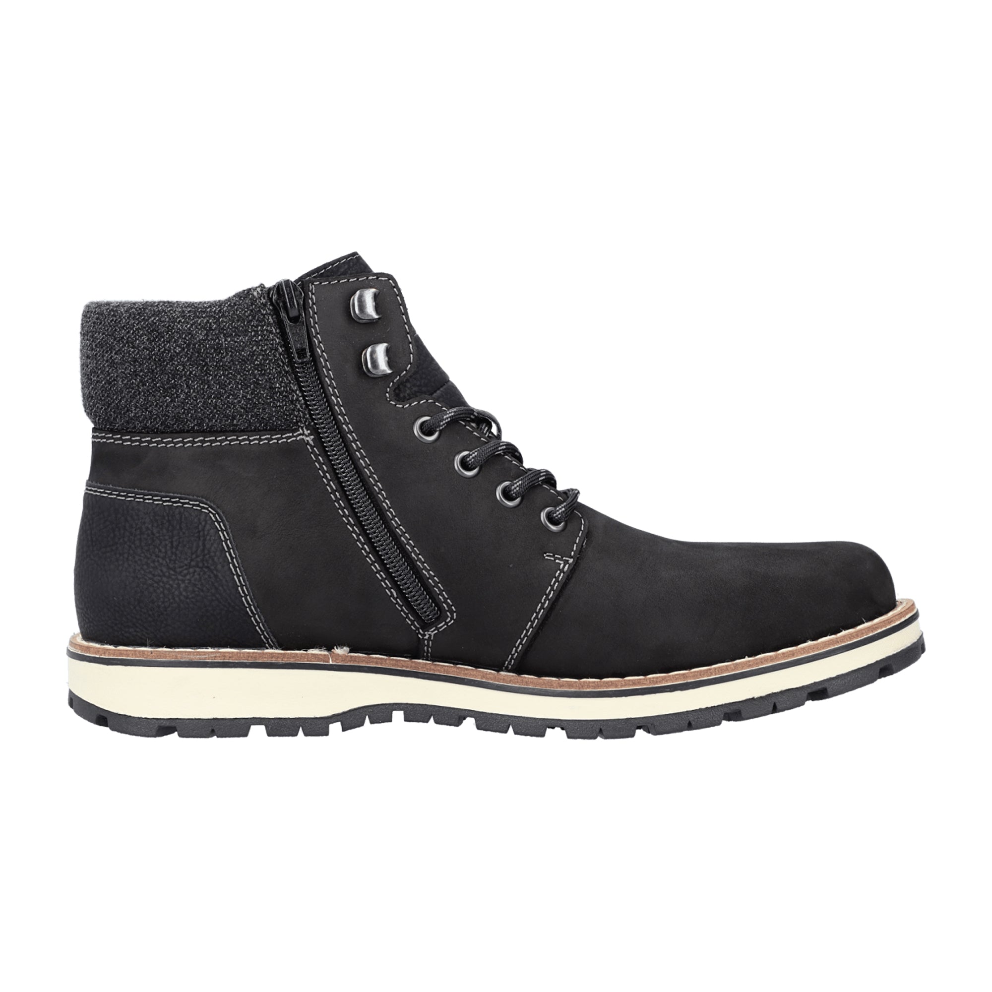 Rieker Men's Black Zip Boots 38438-00 with Wool Lining and Lightweight Sole