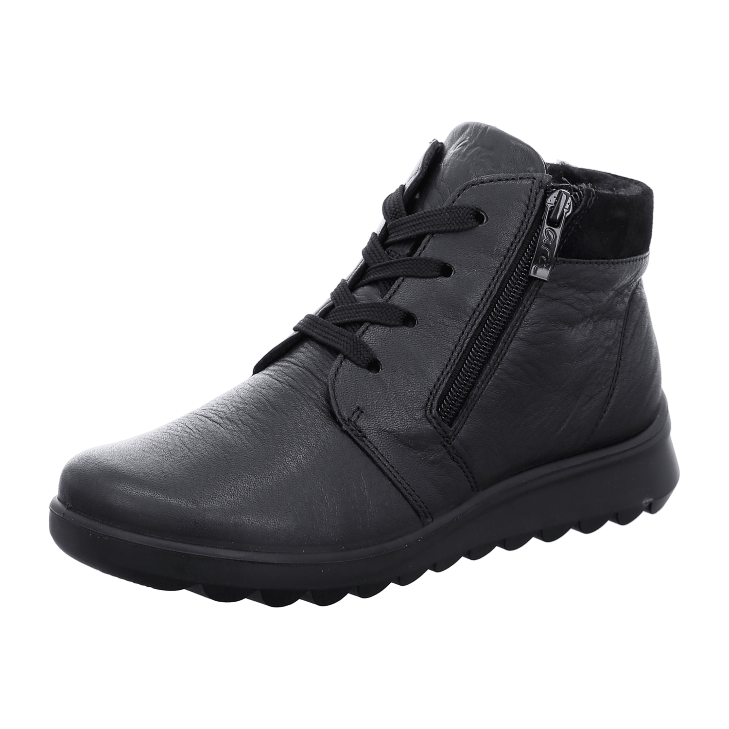 ARA TORONTO Women's Leather Winter Boots with Zipper and Wool Lining, Black