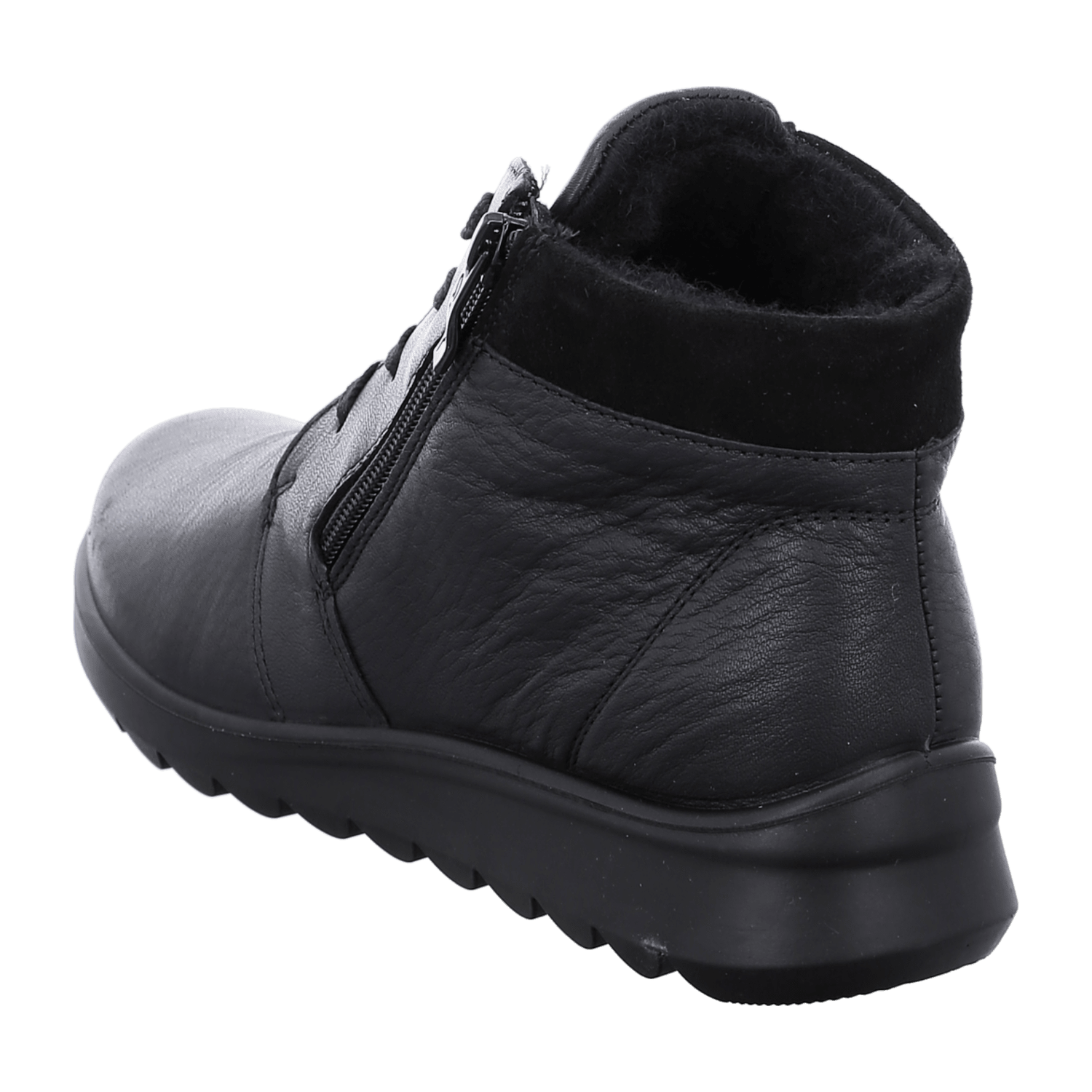 ARA TORONTO Women's Leather Winter Boots with Zipper and Wool Lining, Black