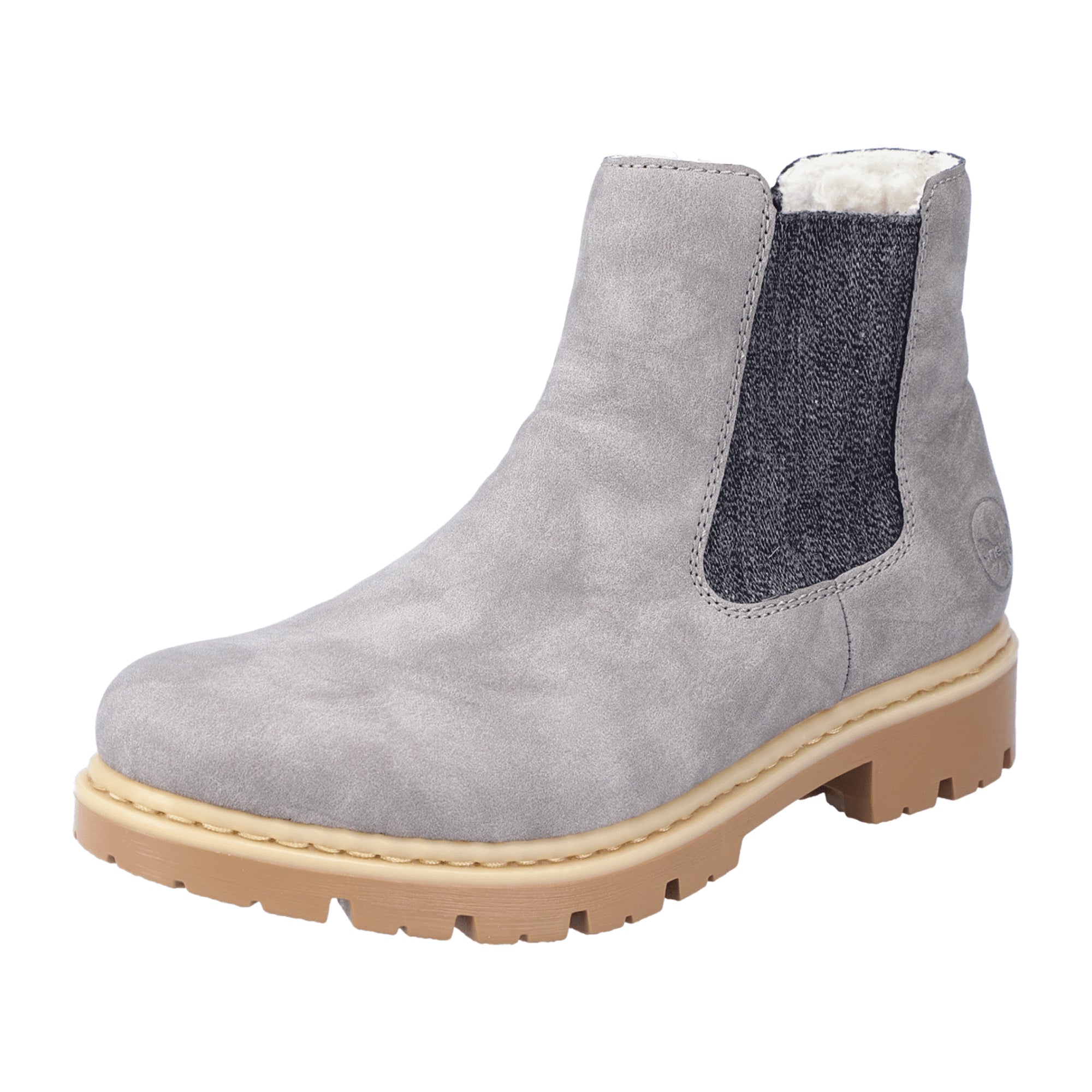 Rieker Women's Gray Chelsea Boots with Warm Lining and Slip-On Design