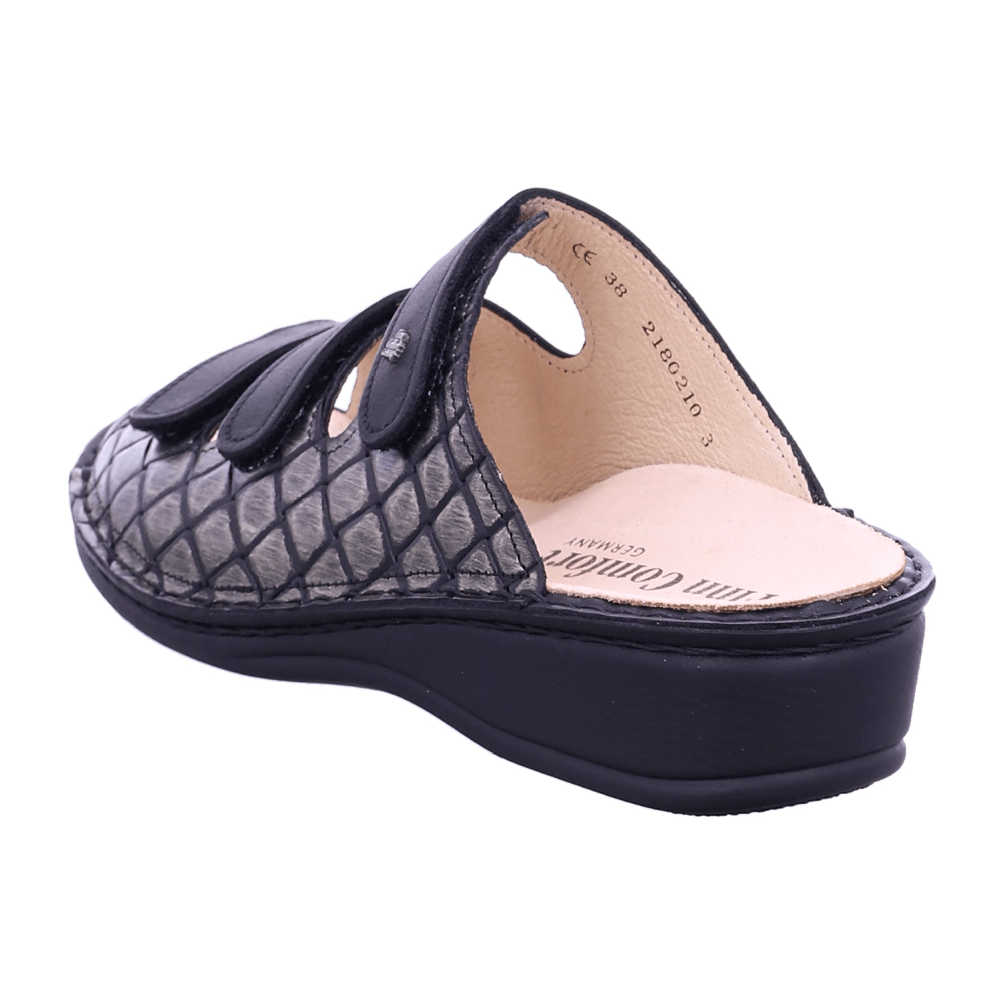 Finn Comfort Pisa Women's Sandals - Black Leather Slide Sandals with Adjustable Straps and Comfortable Insole