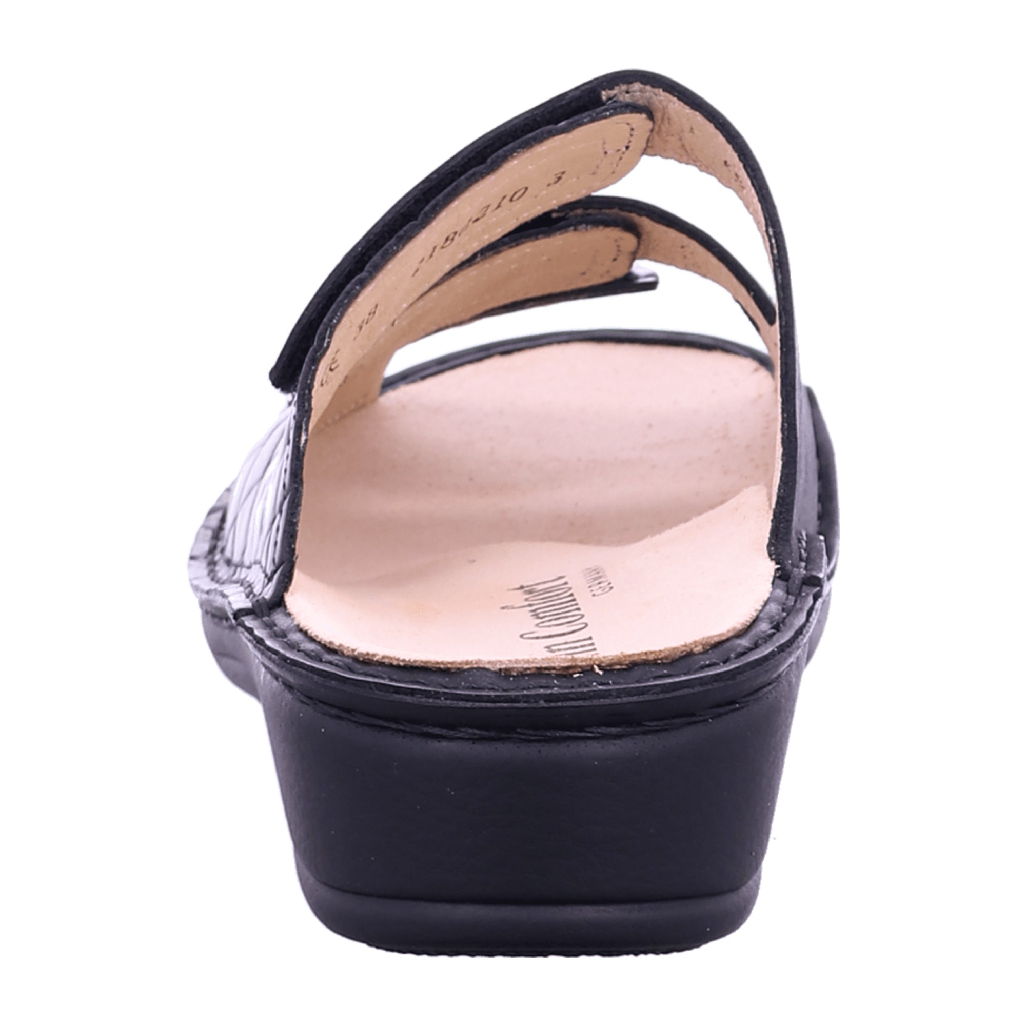 Finn Comfort Pisa Women's Sandals - Black Leather Slide Sandals with Adjustable Straps and Comfortable Insole
