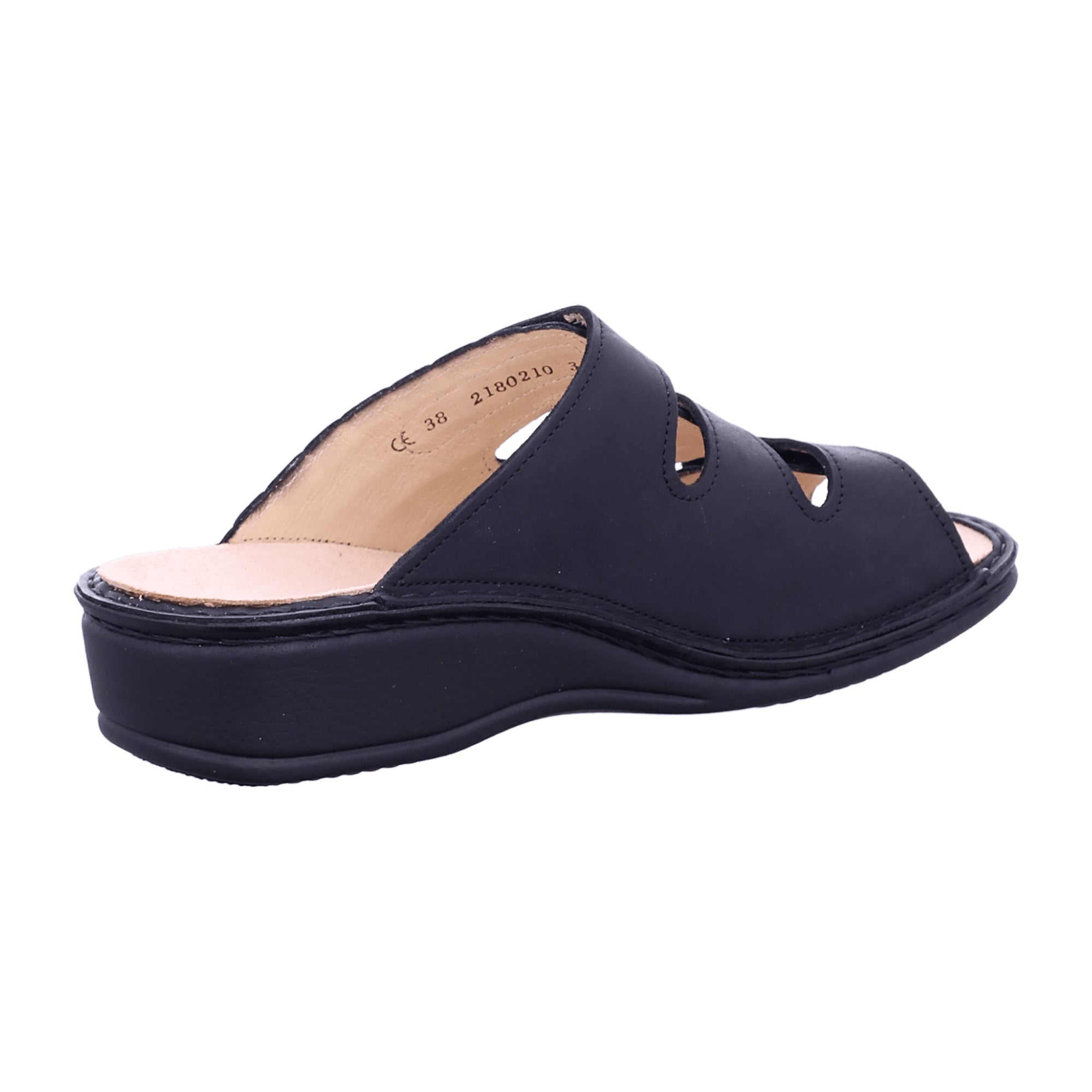 Finn Comfort Pisa Women's Sandals - Black Leather Slide Sandals with Adjustable Straps and Comfortable Insole