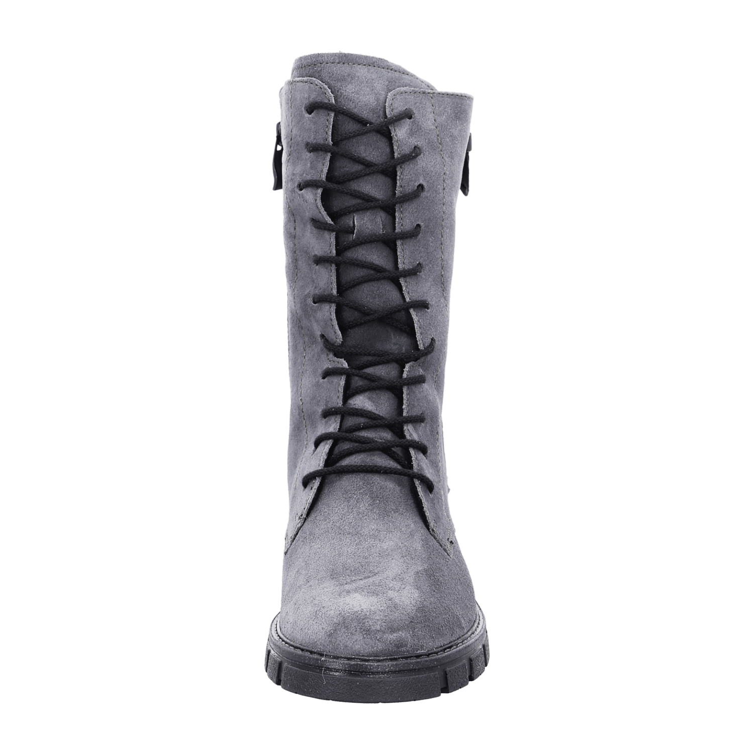 ARA DOVER Women's Boots in Grey Velour Leather with Zipper Classic Boots with Winter Lining and Round Toe