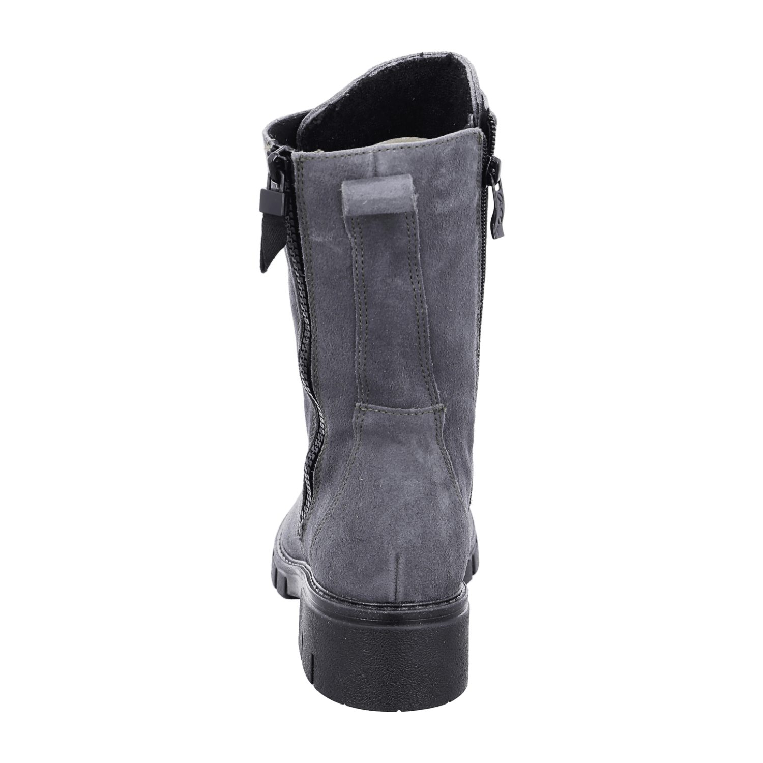 ARA DOVER Women's Boots in Grey Velour Leather with Zipper Classic Boots with Winter Lining and Round Toe