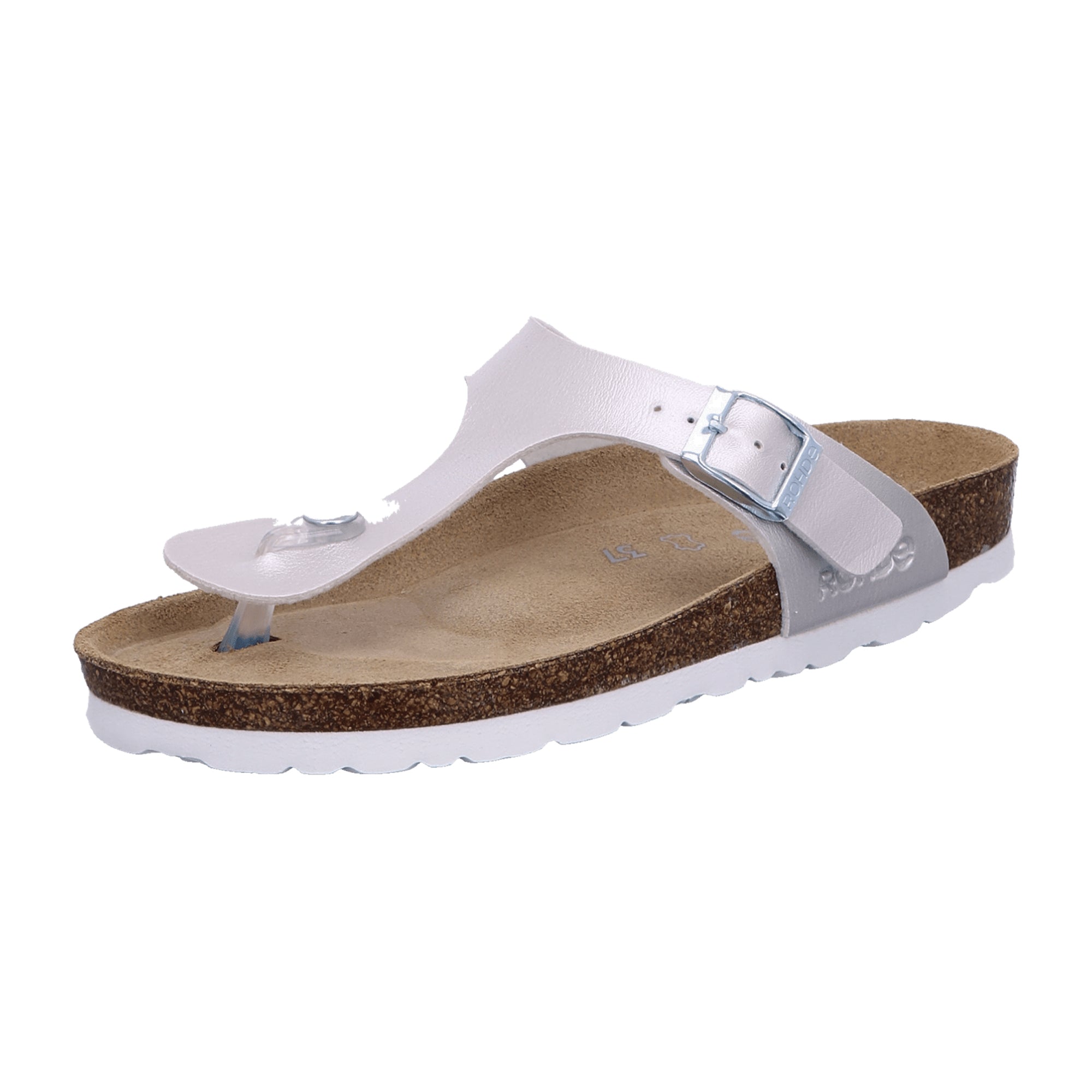 Rohde Women's Silver Pantolette Slip-On Sandals with Buckle and Open Toe