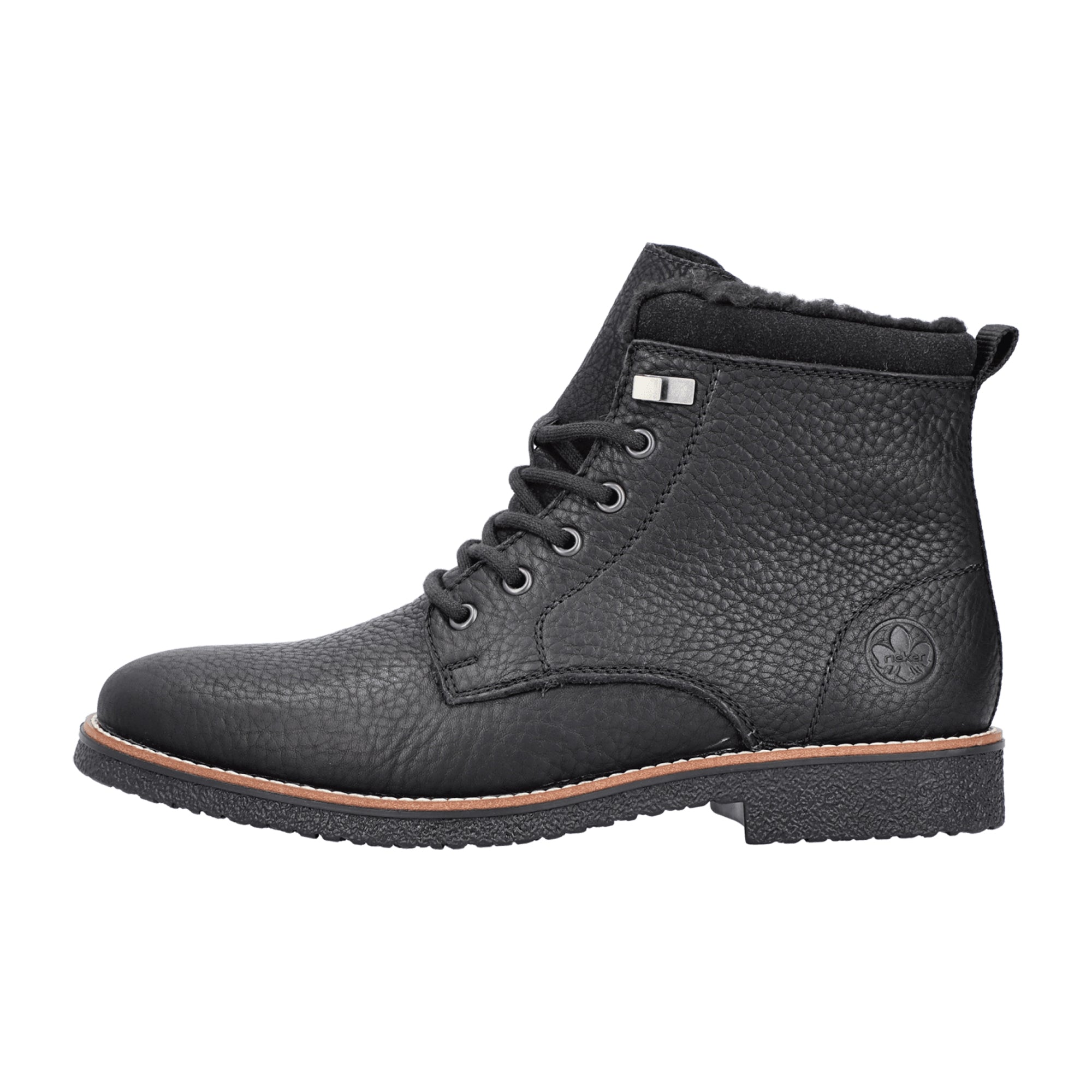 Rieker Black Men's Lace-Up Ankle Boots Comfortable Warm Winter Shoes