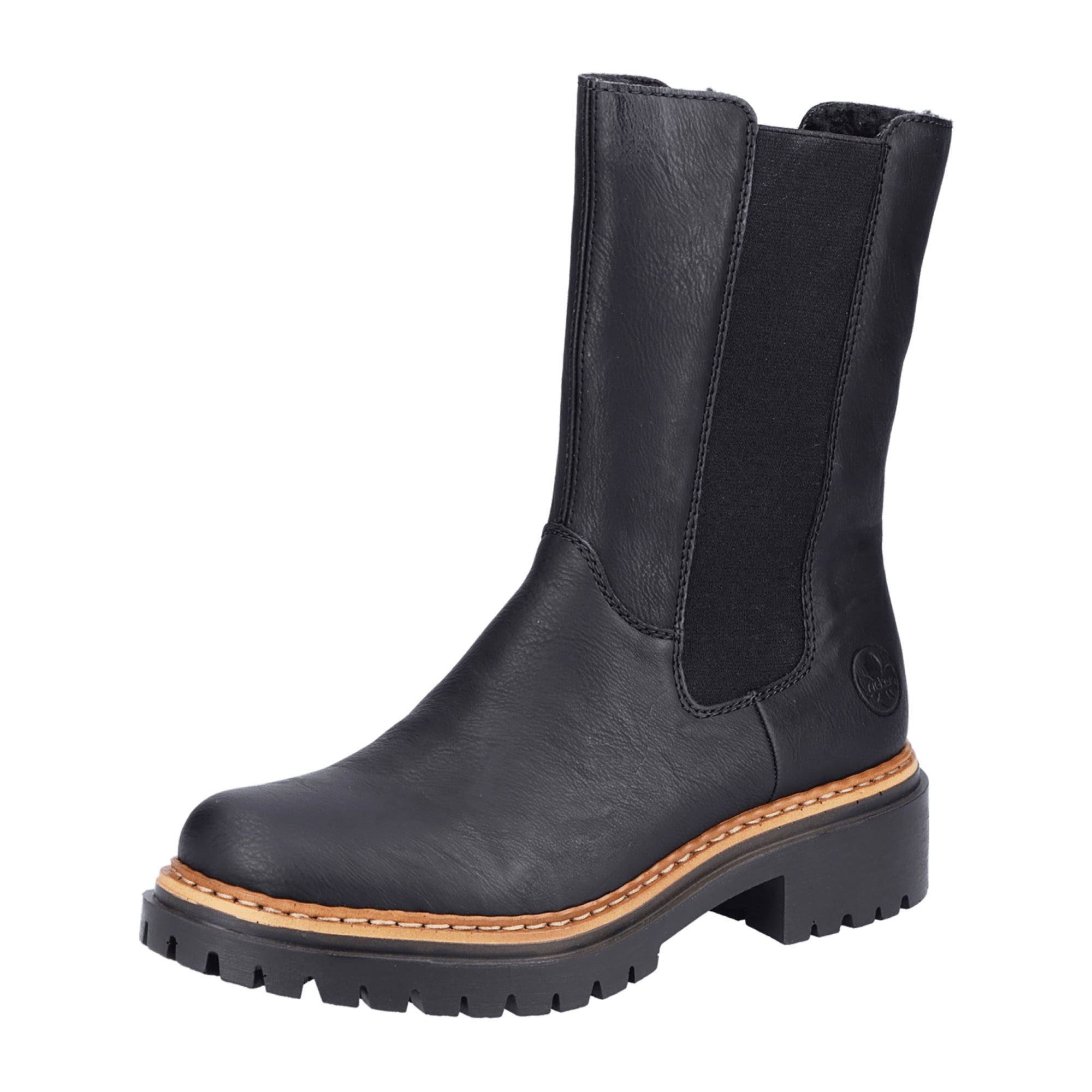 Rieker Women's Black Chelsea Boots with Warm Lining and Side Zipper