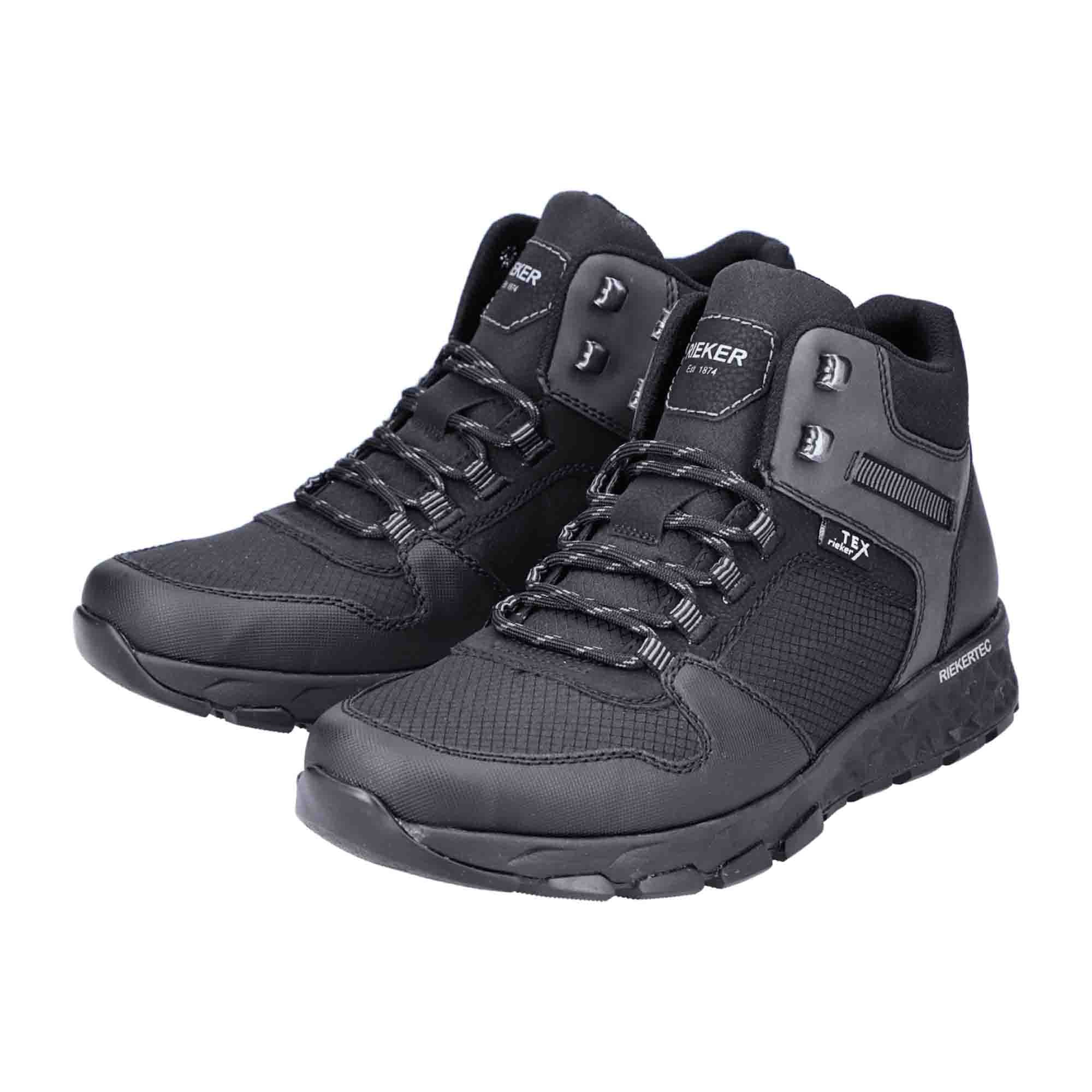 Rieker HWK Men's Black Lace-Up Boots with Non-Slip Sole and Water-Resistant Tex