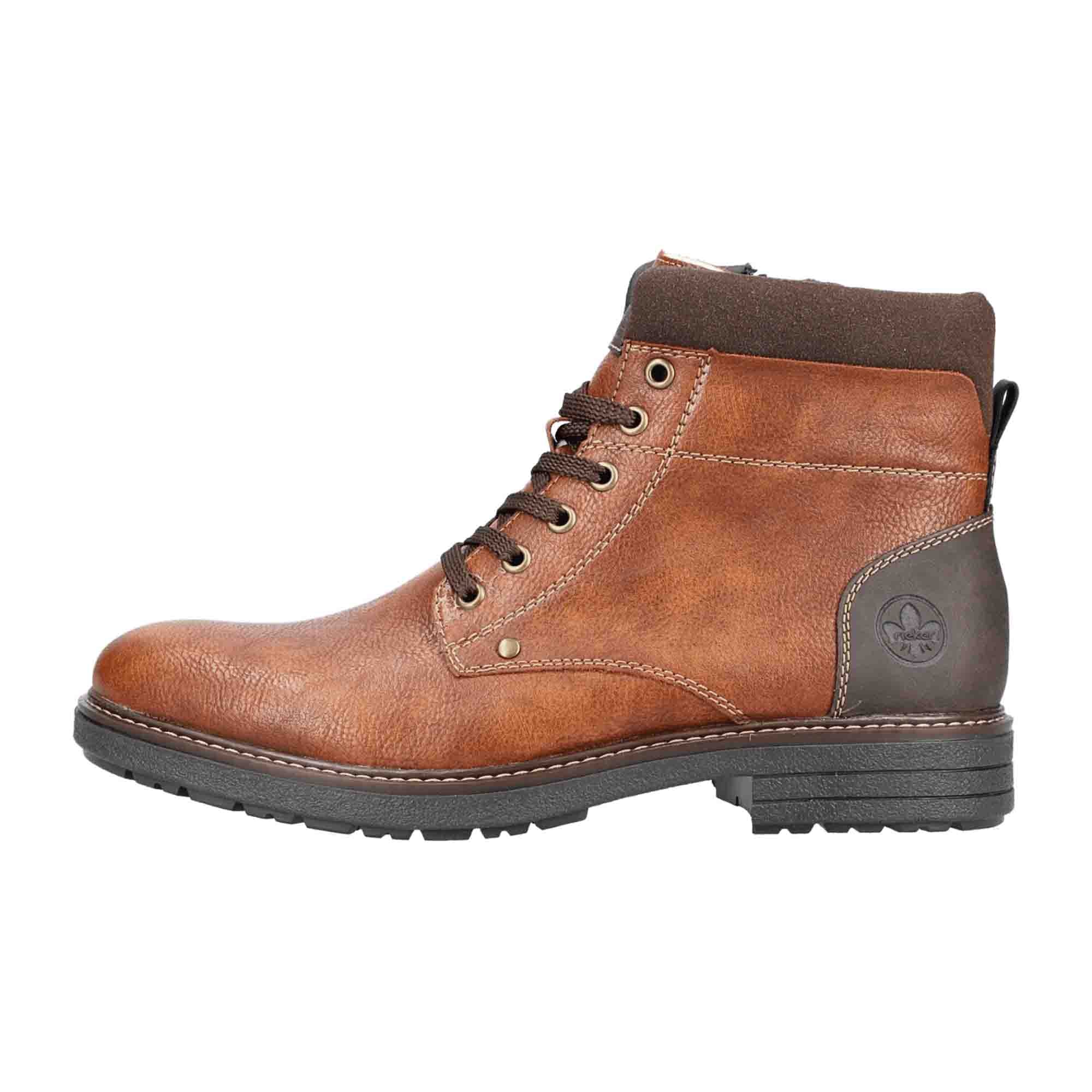 Rieker HWK Men's Brown Boots with Wool Lining, Synthetic Upper, Rubber Sole