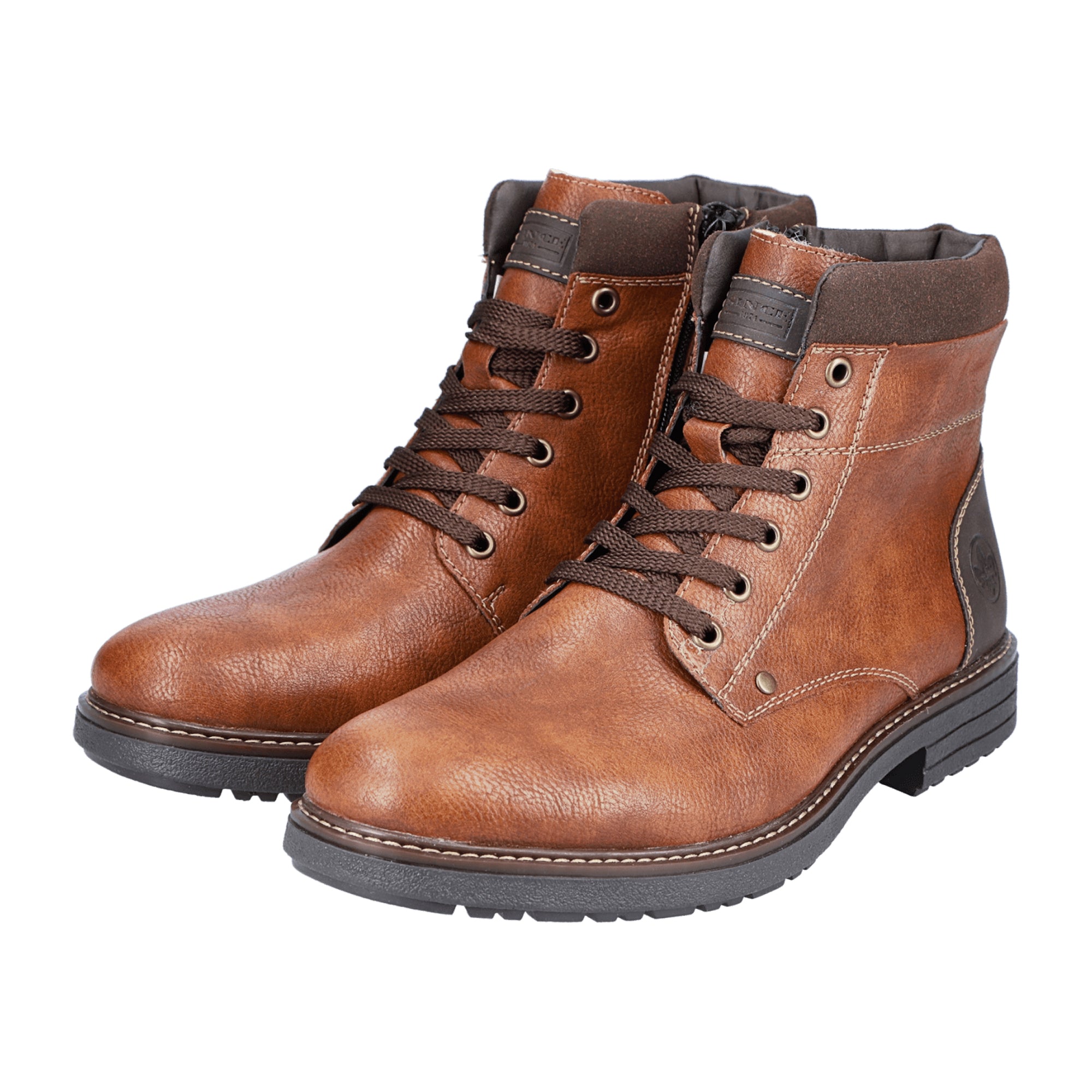 Rieker HWK Men's Brown Boots with Wool Lining, Synthetic Upper, Rubber Sole