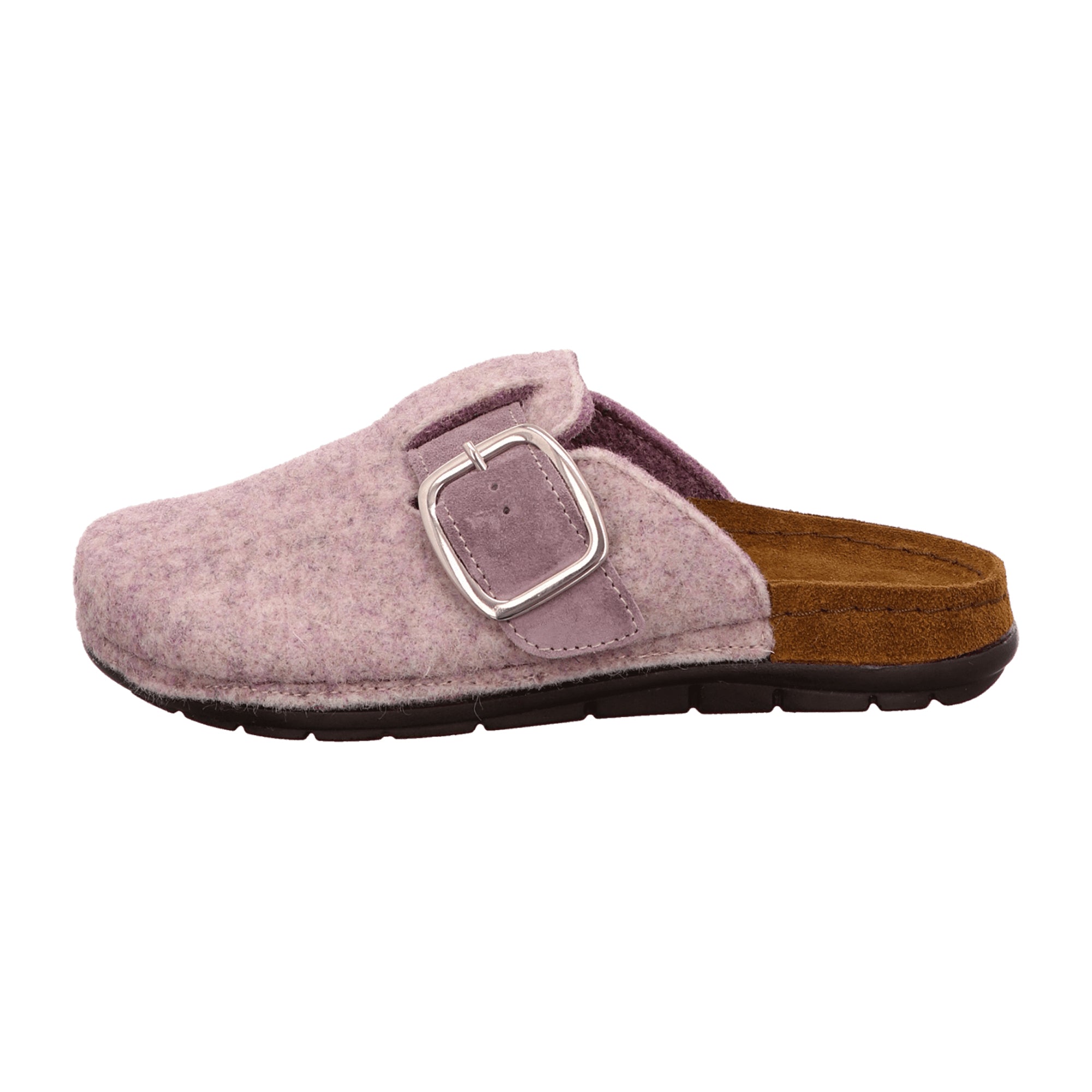 Rohde Women's Pink Felt Slippers with Buckle Flat Heel Round Toe