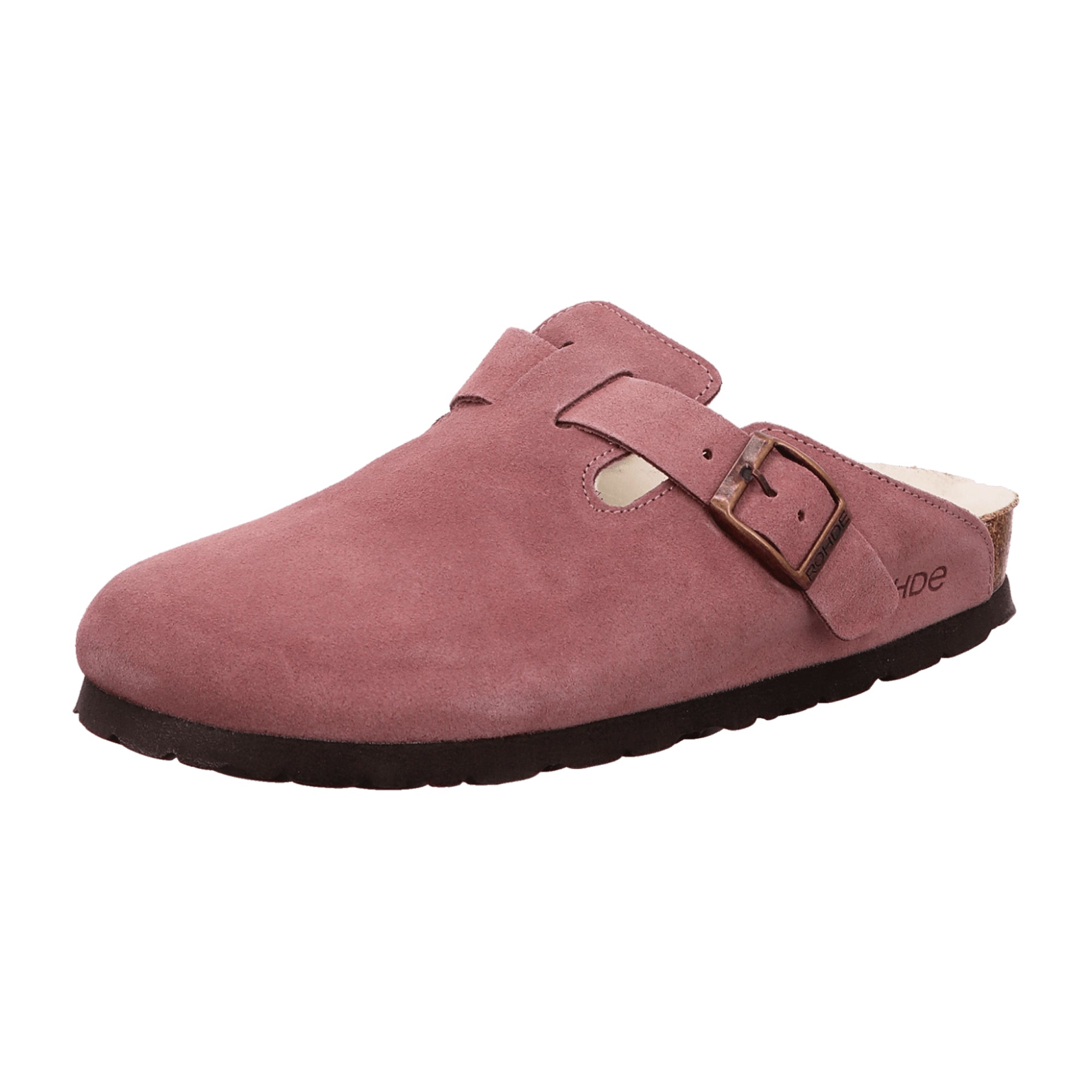 Rohde Women's Pink Slippers Velour Leather Flat Comfortable Winter Shoes